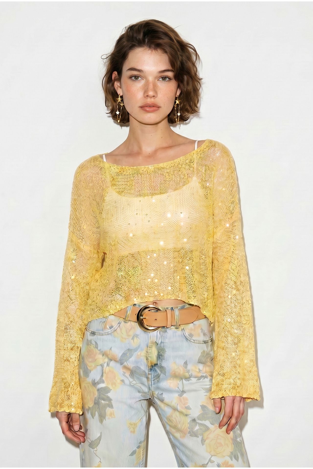 LUCCI Loose Sequin Knit Crop Top 3