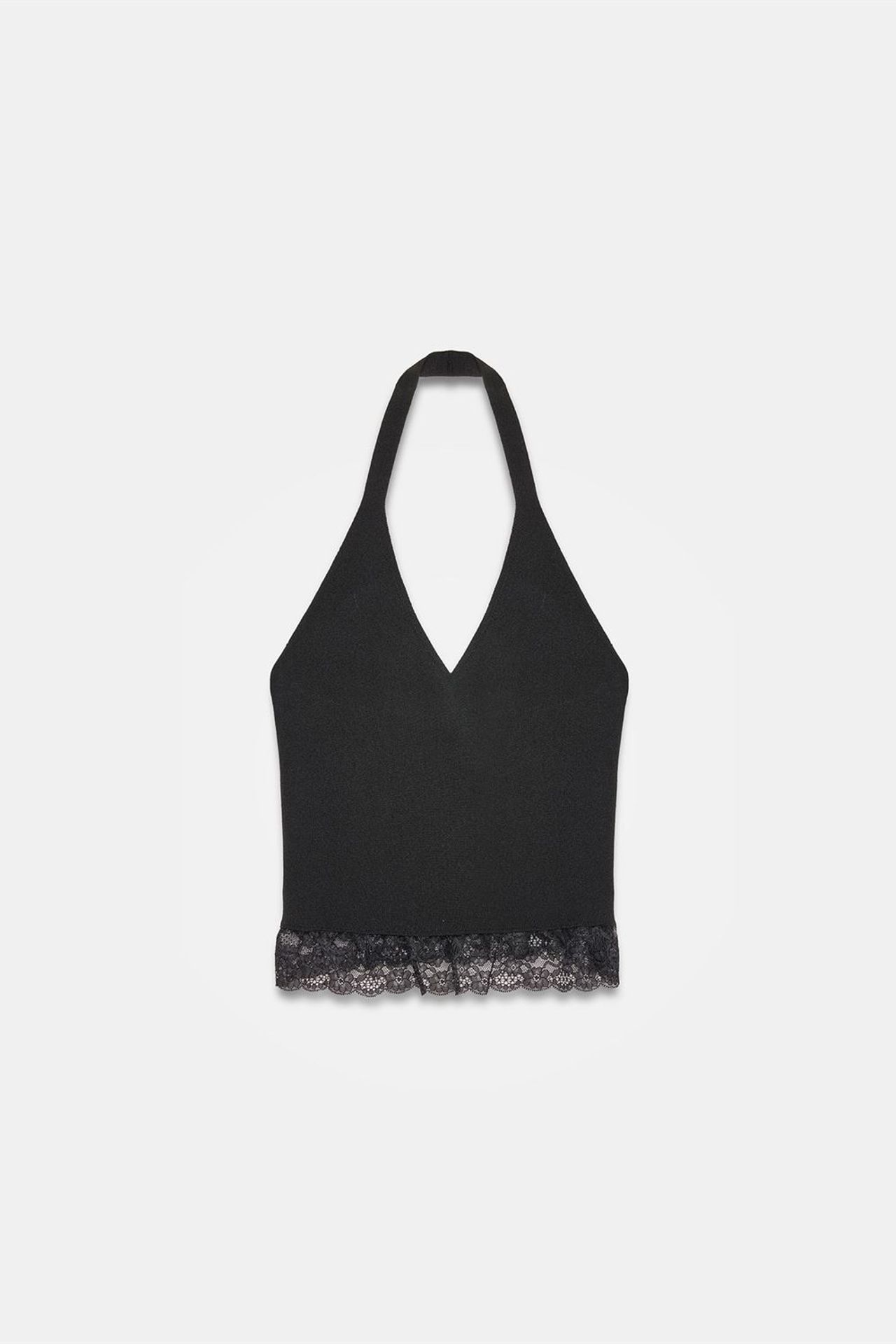 DILVIN Ribbed Lace Halterneck Blouse 5