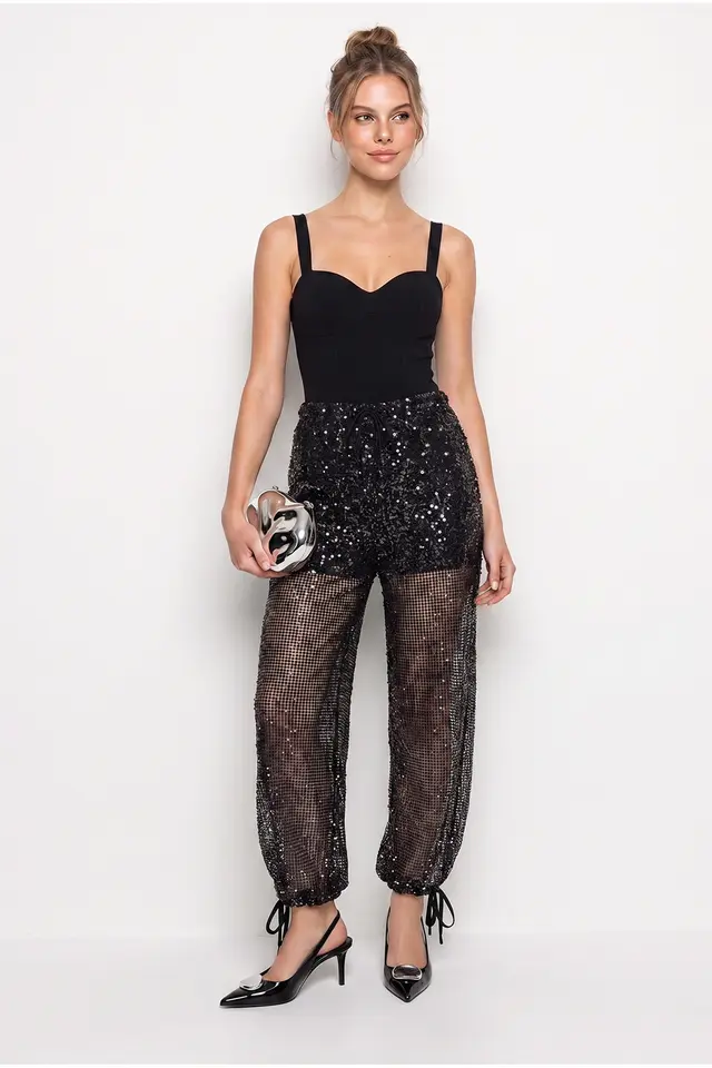 LUCCI Women's Sequin Salwar Pants