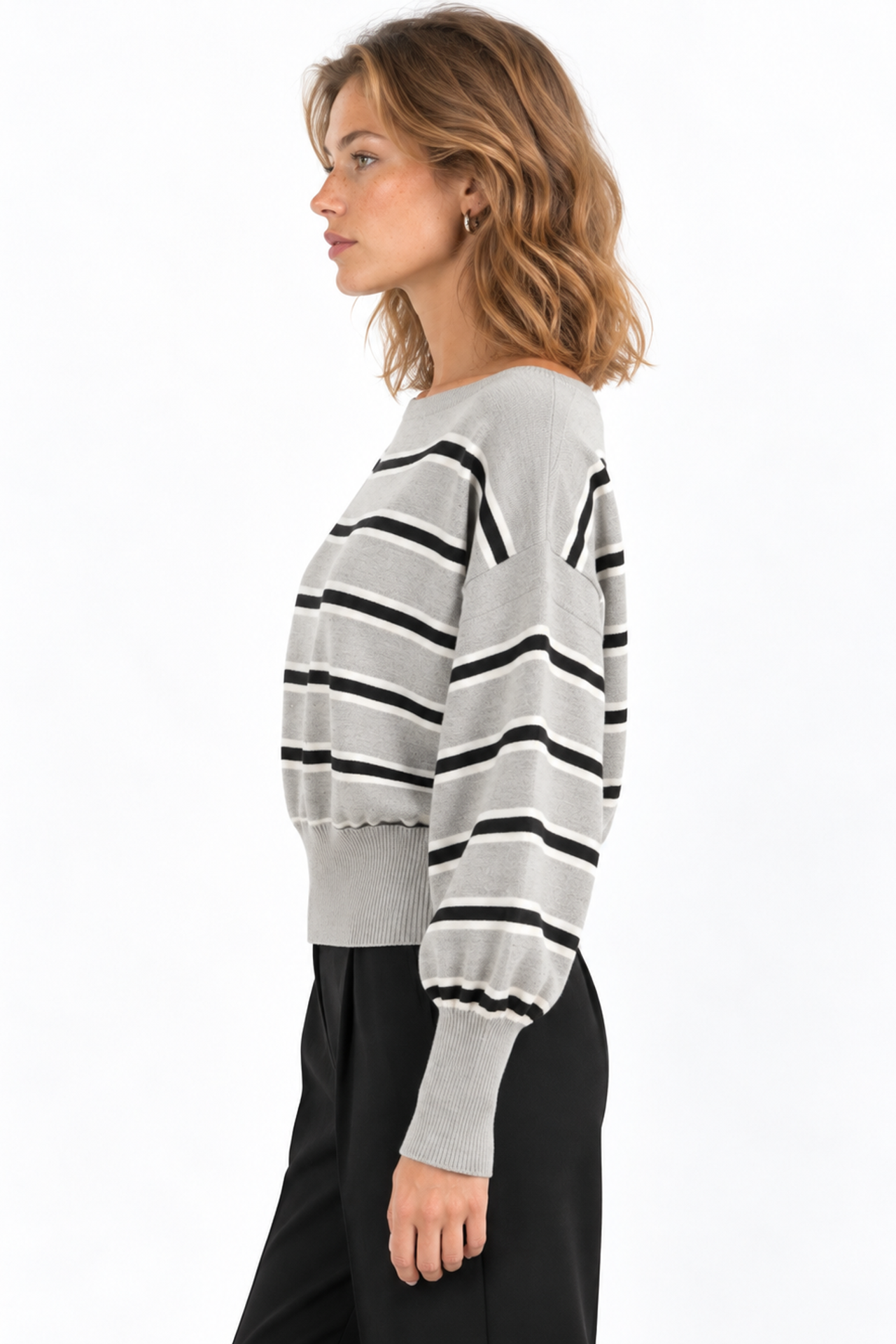 Mixray Ribbed Boat Neck Sweater 2
