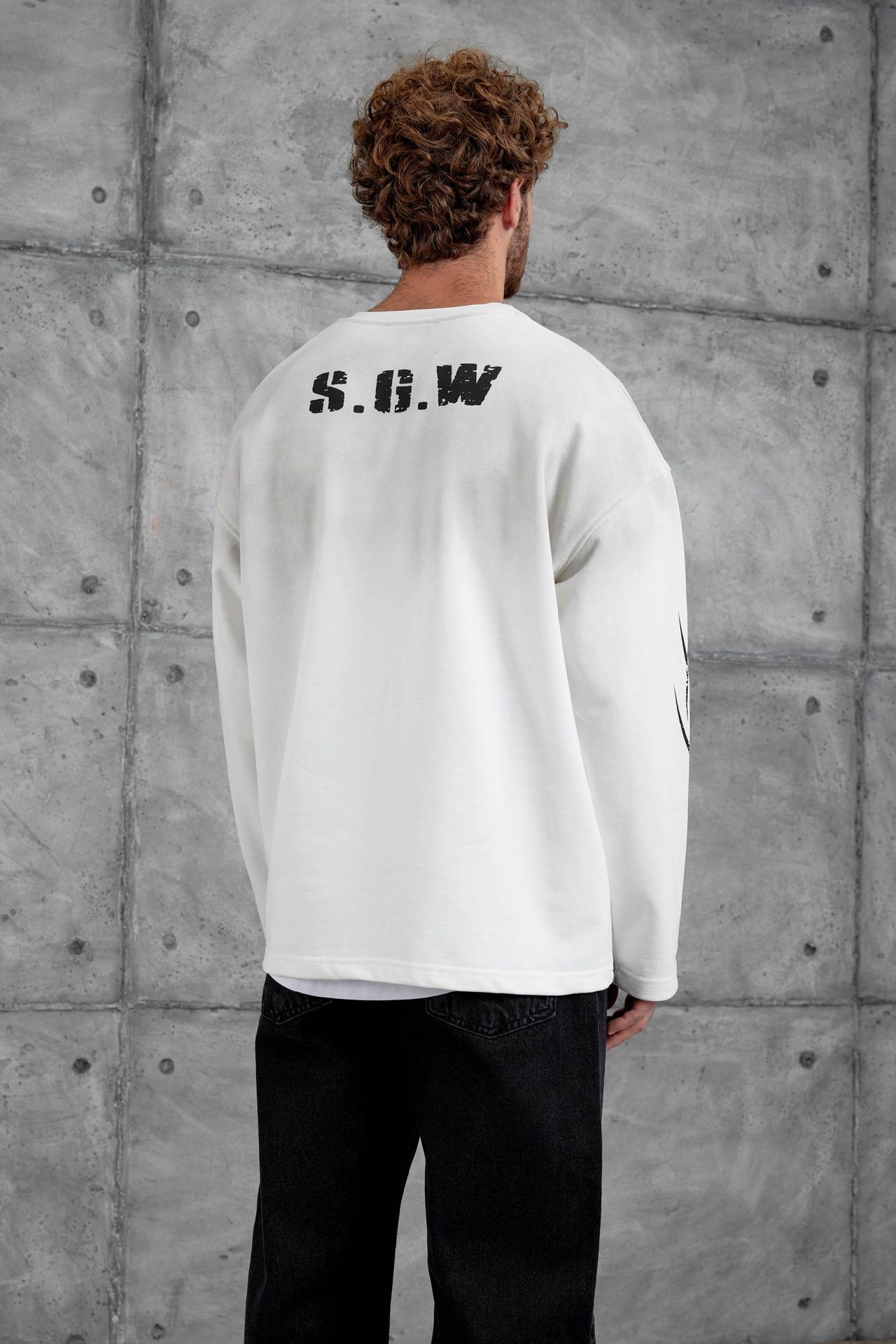 NOMARC Baskılı Oversize Bisiklet Yaka Sweatshirt 3