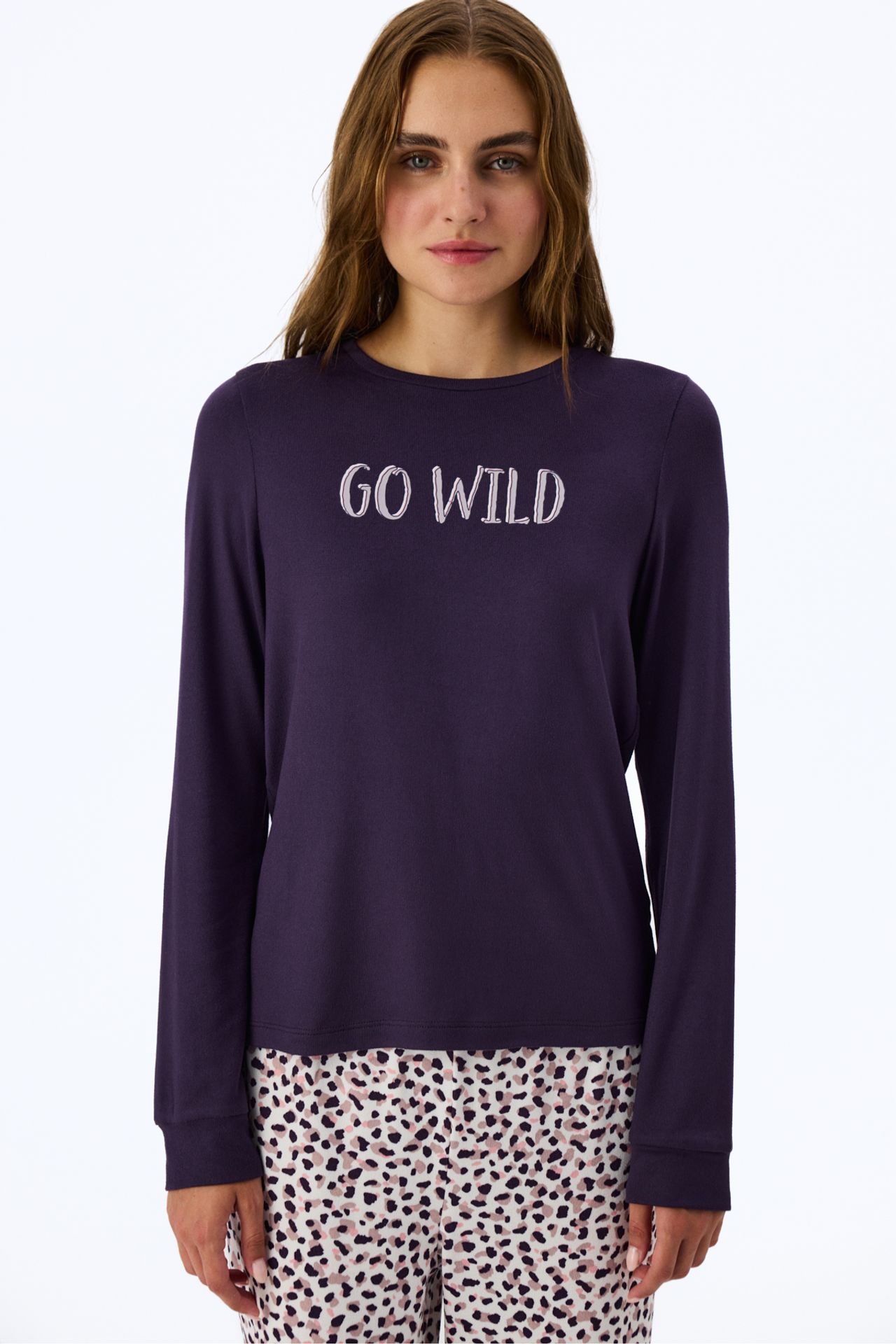 PENTI Midnight Mood Slogan Print Long Sleeve T-Shirt Pyjama Top 1