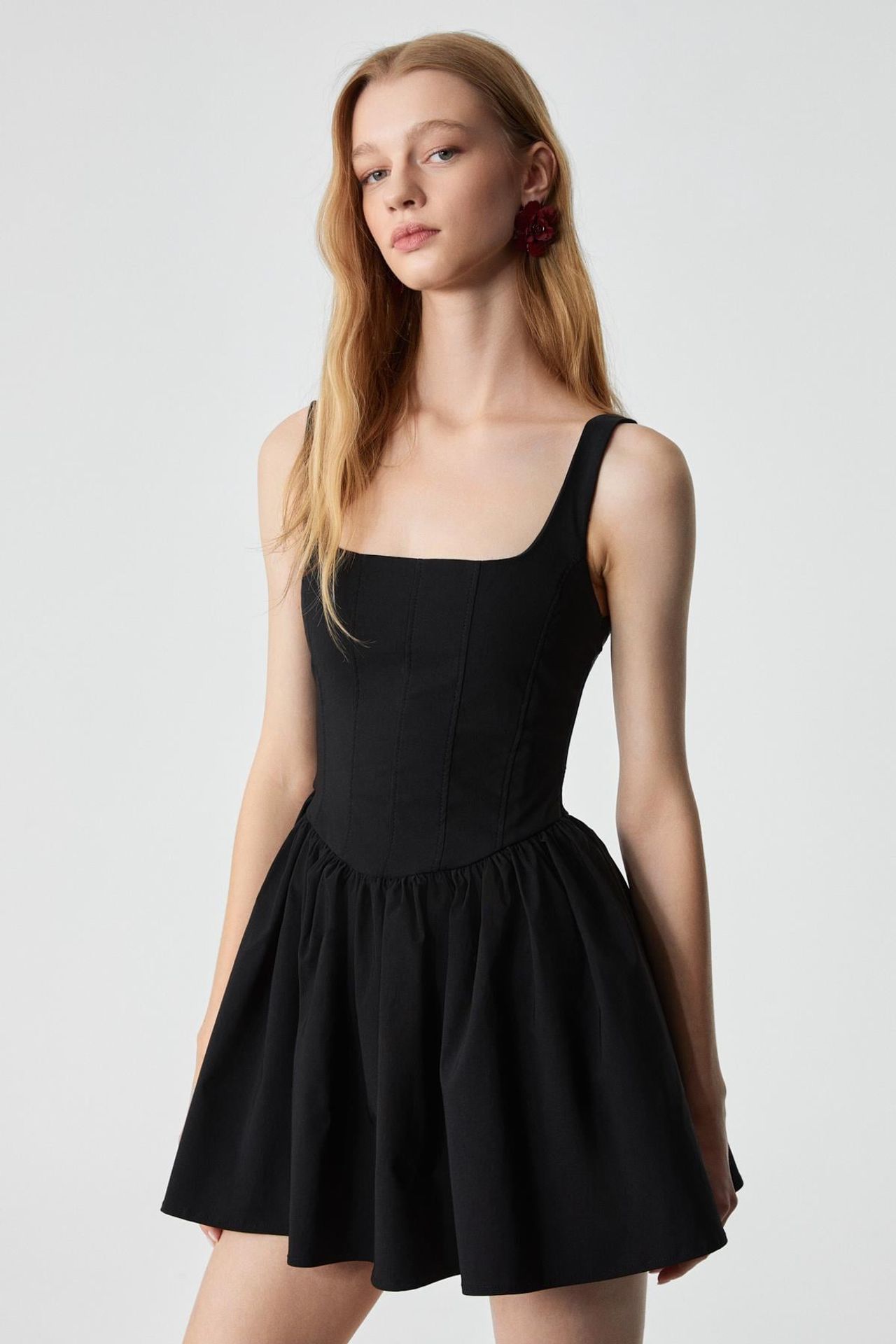 GRIMELANGE Square Neck Slim Fit Mini Dress 1