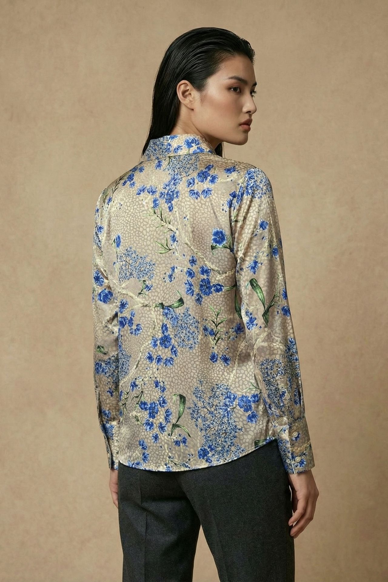 MY FASHION Floral Print Long Sleeve Button-Up Shirt 4
