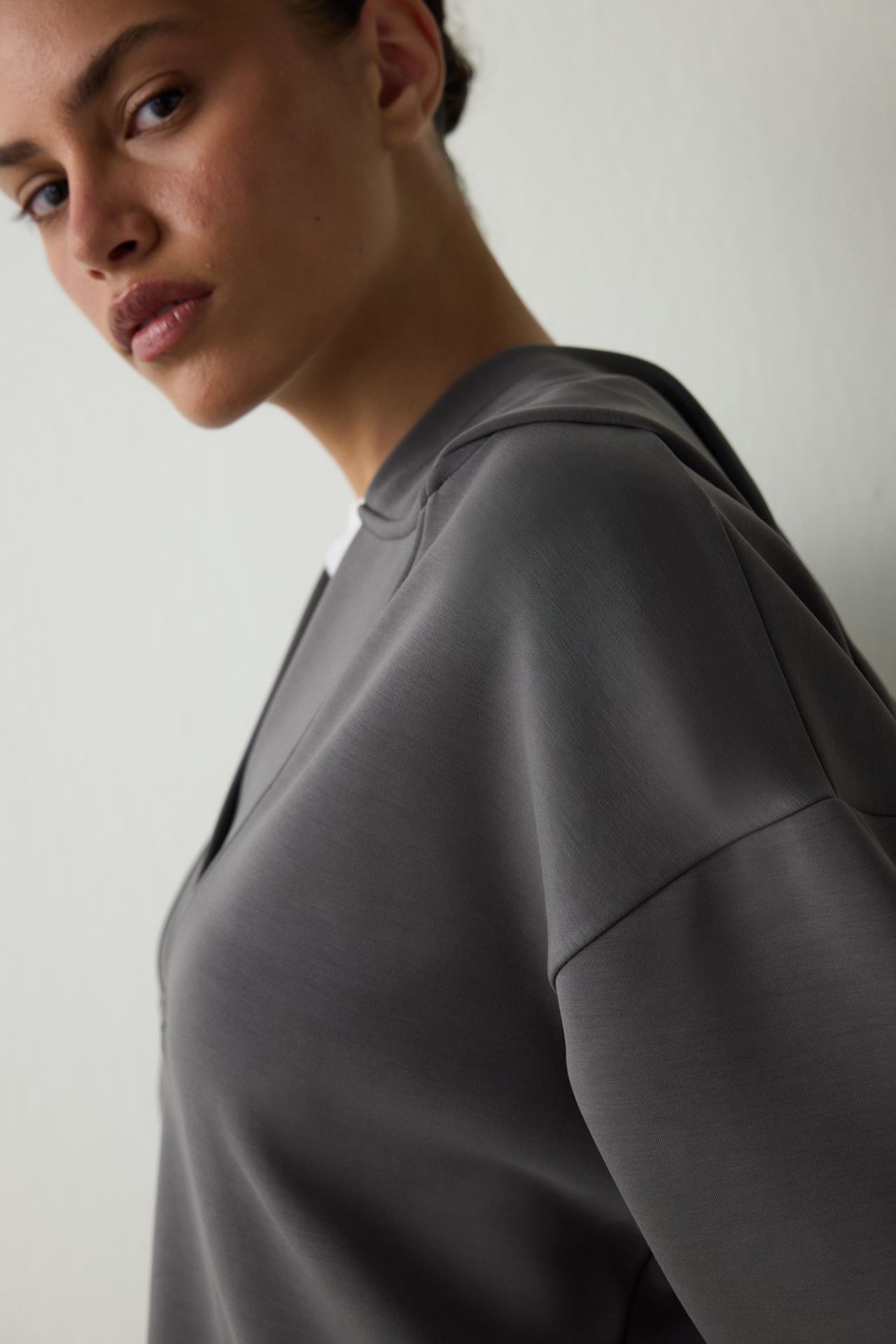 PENTI Hooded Modal Crop Sweatshirt 5