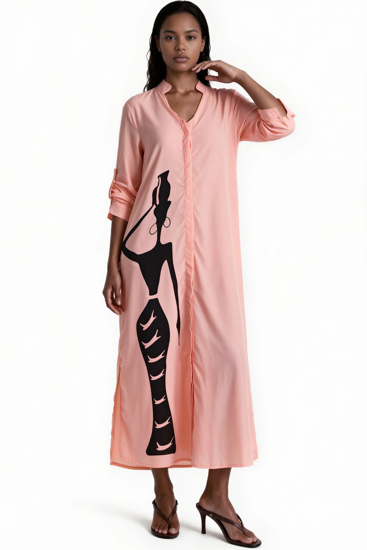 MSN Text Print Maxi Shirt Dress 1