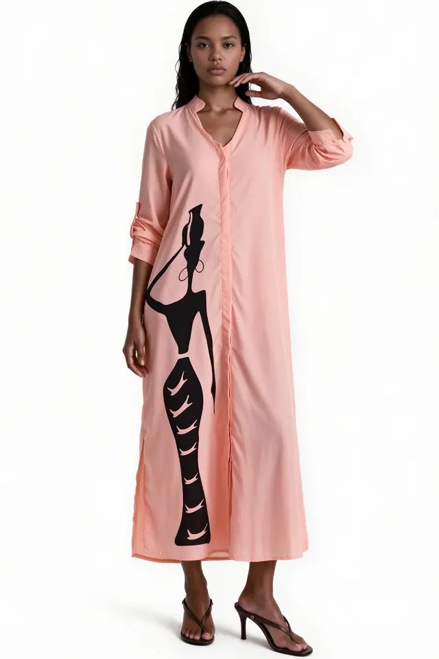 MSN Text Print Maxi Shirt Dress