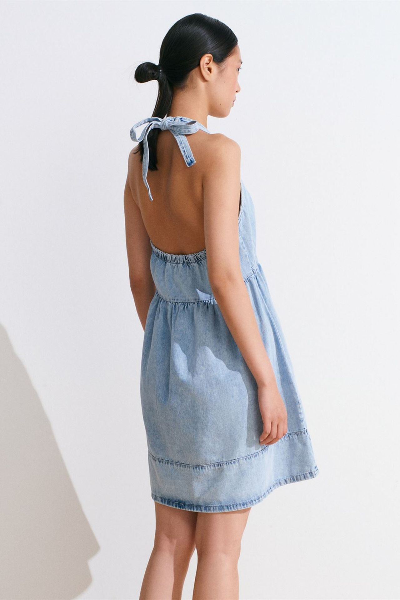 DILVIN Mini Cotton Denim Halter Dress 2