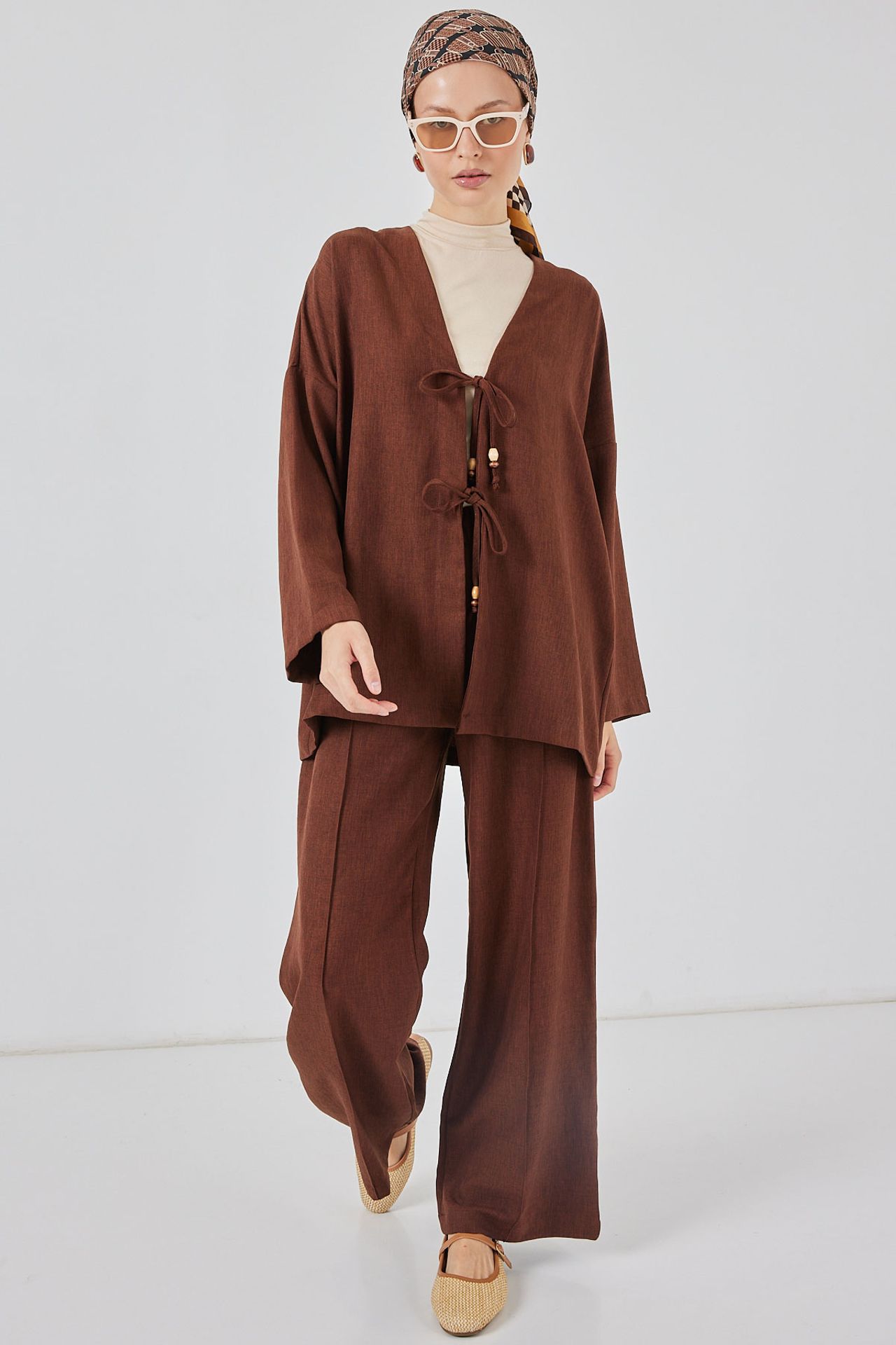 BDART V-Neck Cardigan and Wide Leg Pants Set 1