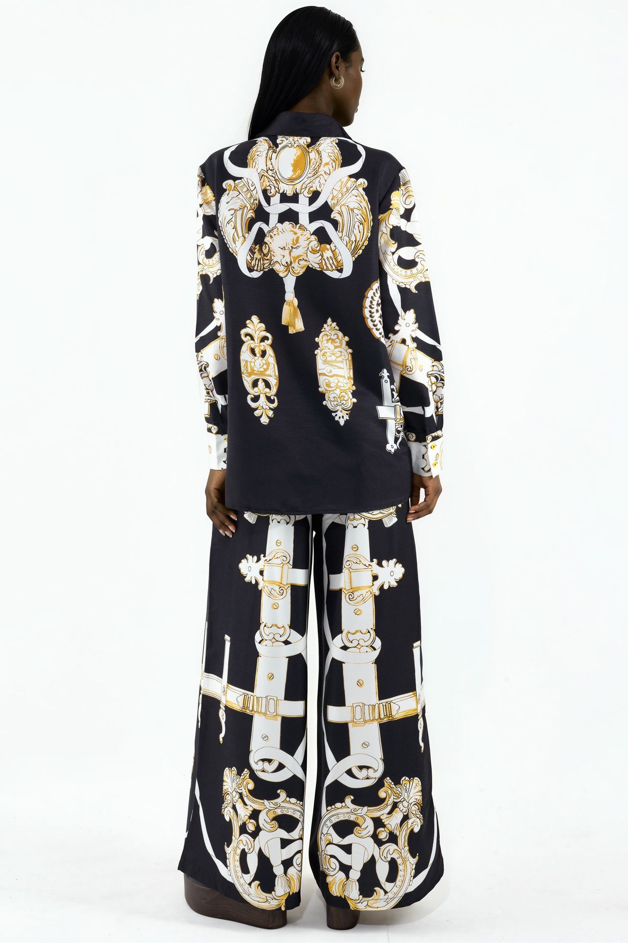 MSN Printed Shirt And Wide-Leg Trouser Set 3