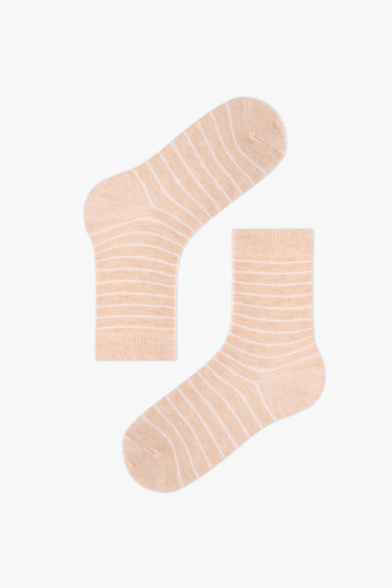 PENTI Girls' Comfortable Bear Striped 2-Pack Crew Socks 3