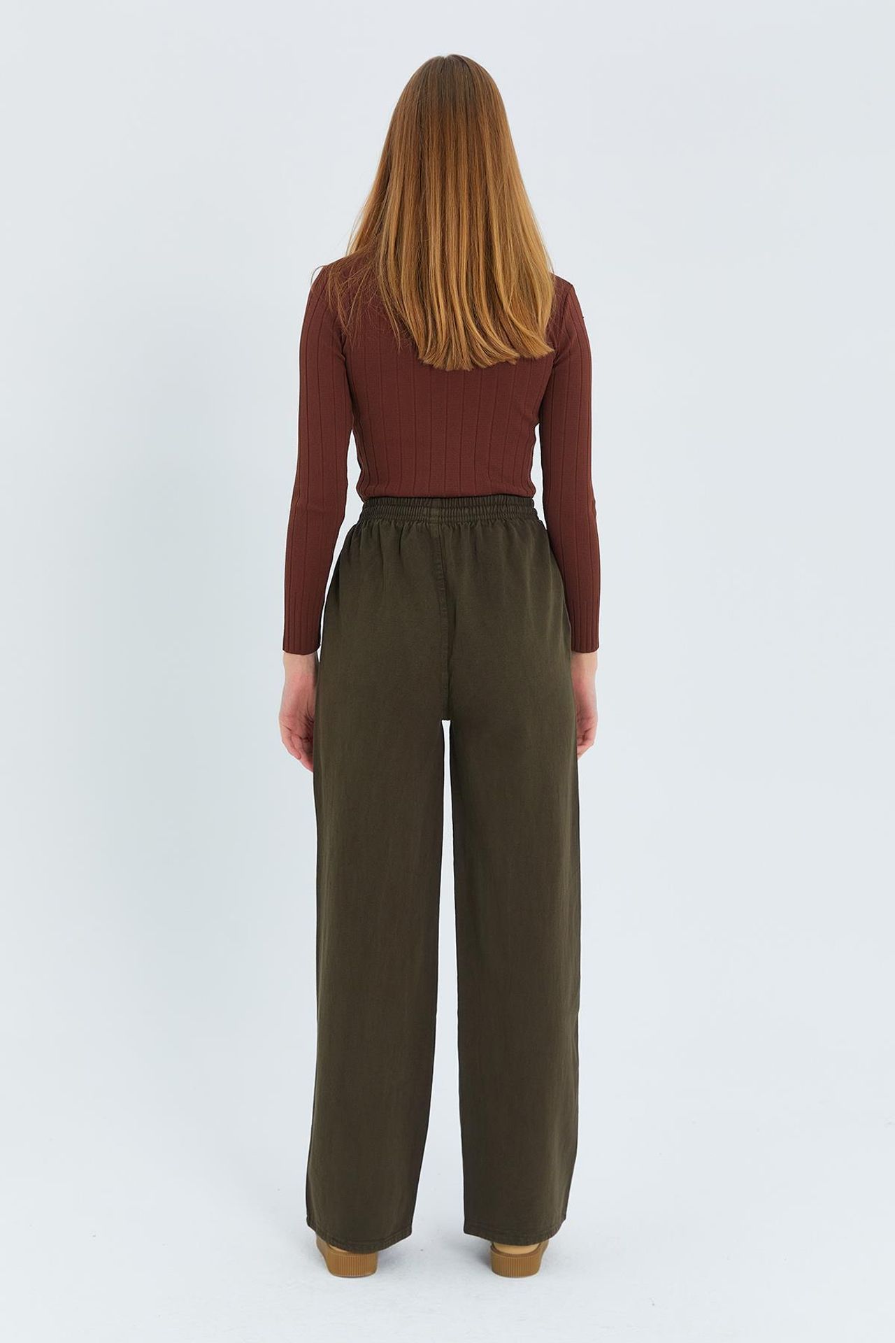 Mixray Elastic Waist Straight Leg Cotton Pants 6