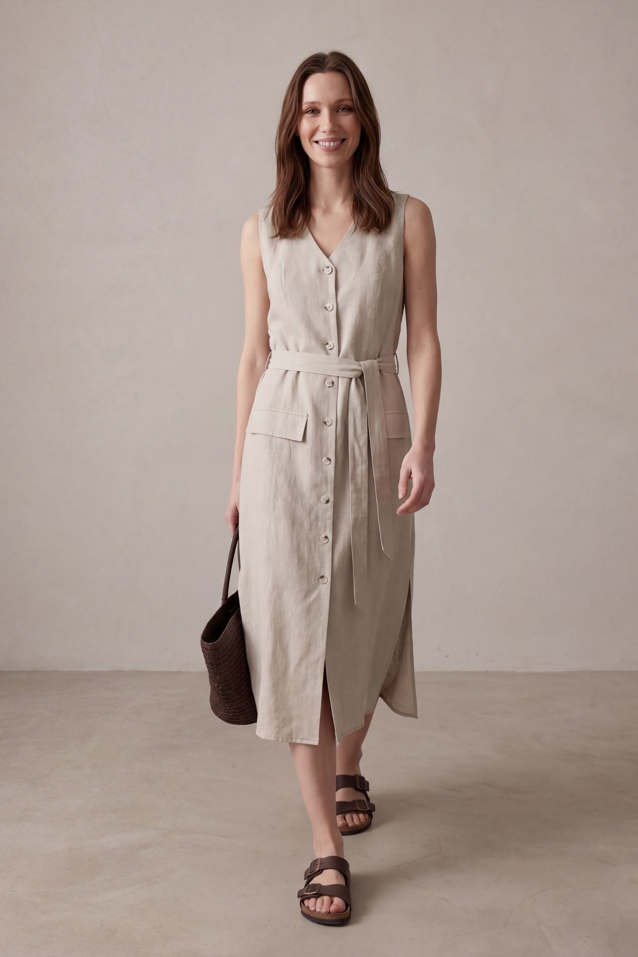 MY FASHION Women's Cotton Poplin Midi Shirt Dress 1