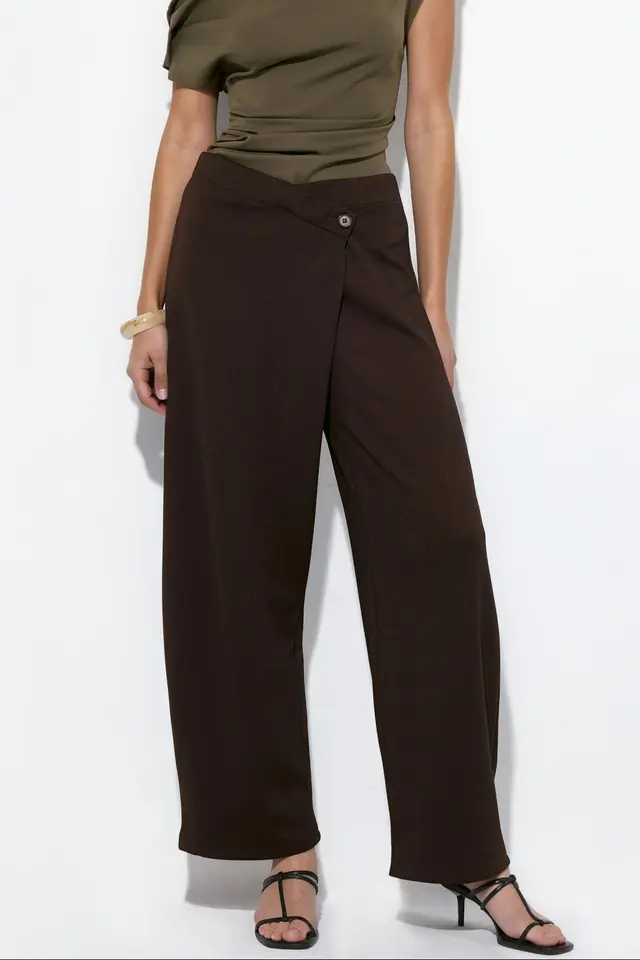 BUSEM Women's High-waist Wide-leg Crepe Trousers