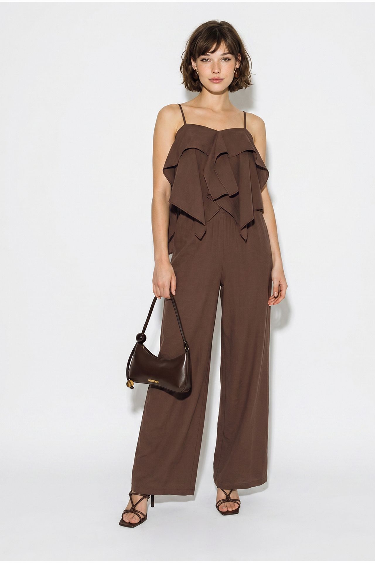 LUCCI Strapless Frilled Blouse And Wide-Leg Trousers Set 2