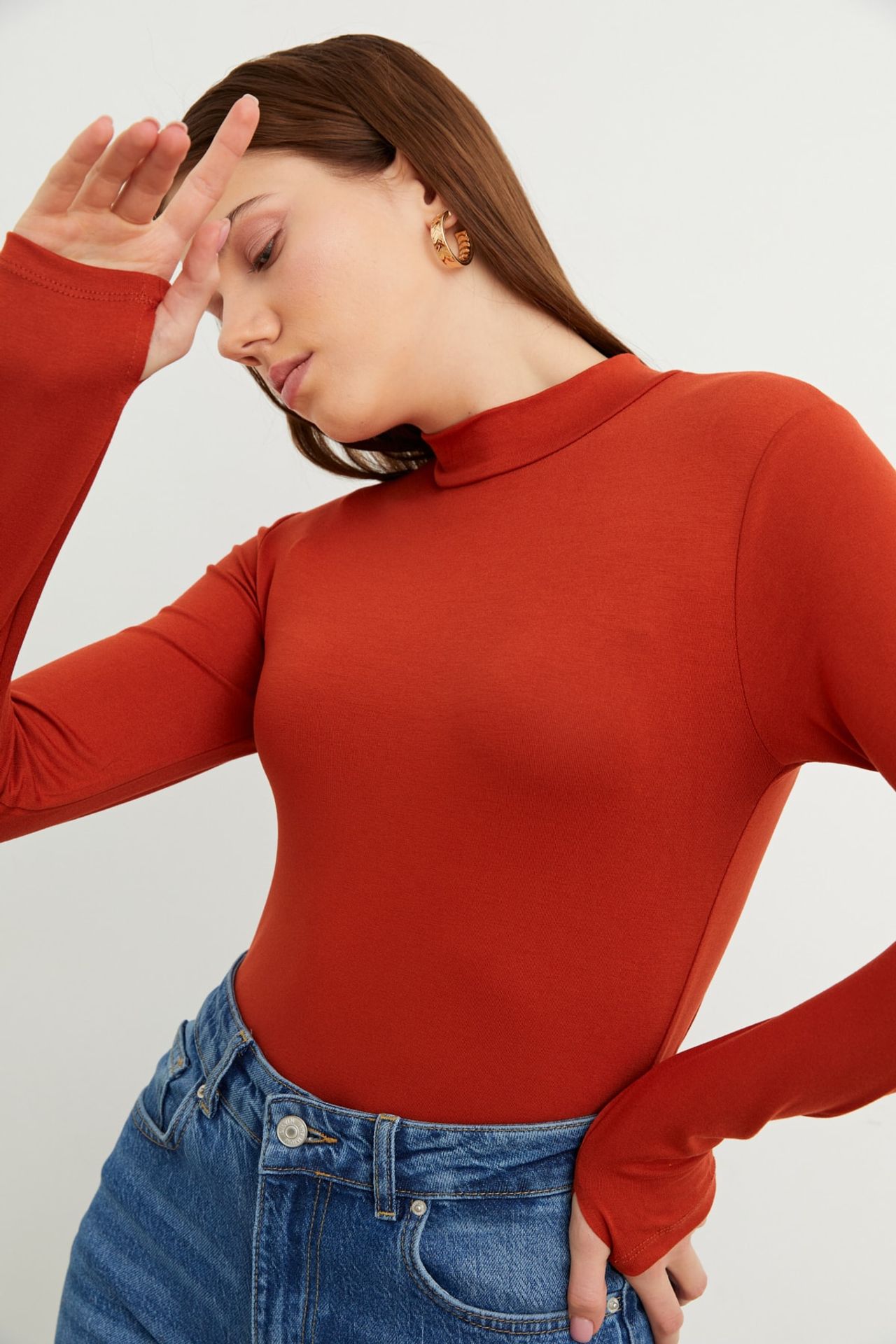 BIPANTOLON Kadın Dar Kalıp Yarım Balıkçı Yaka Body 1