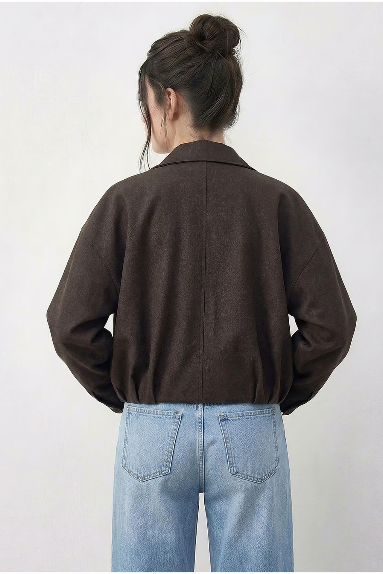 LUCCI Oversized Denim Bomber Jacket with Belt 5