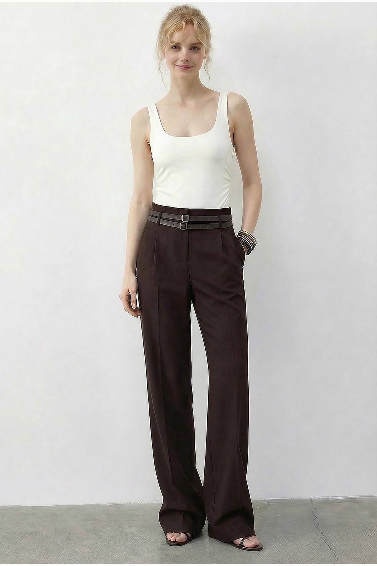 LUCCI Women's High Waist Wide Leg Pants 2