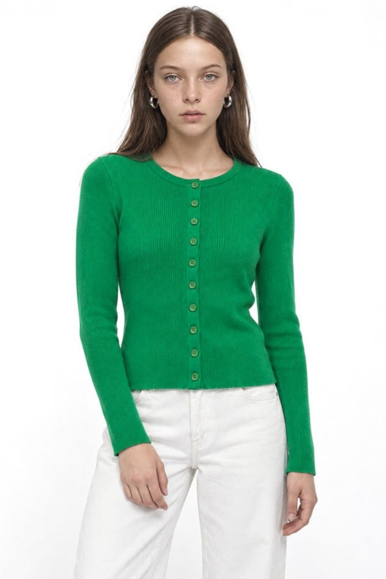 Mixray Düğmeli Slim Fit Yivli Örgü Hırka 1