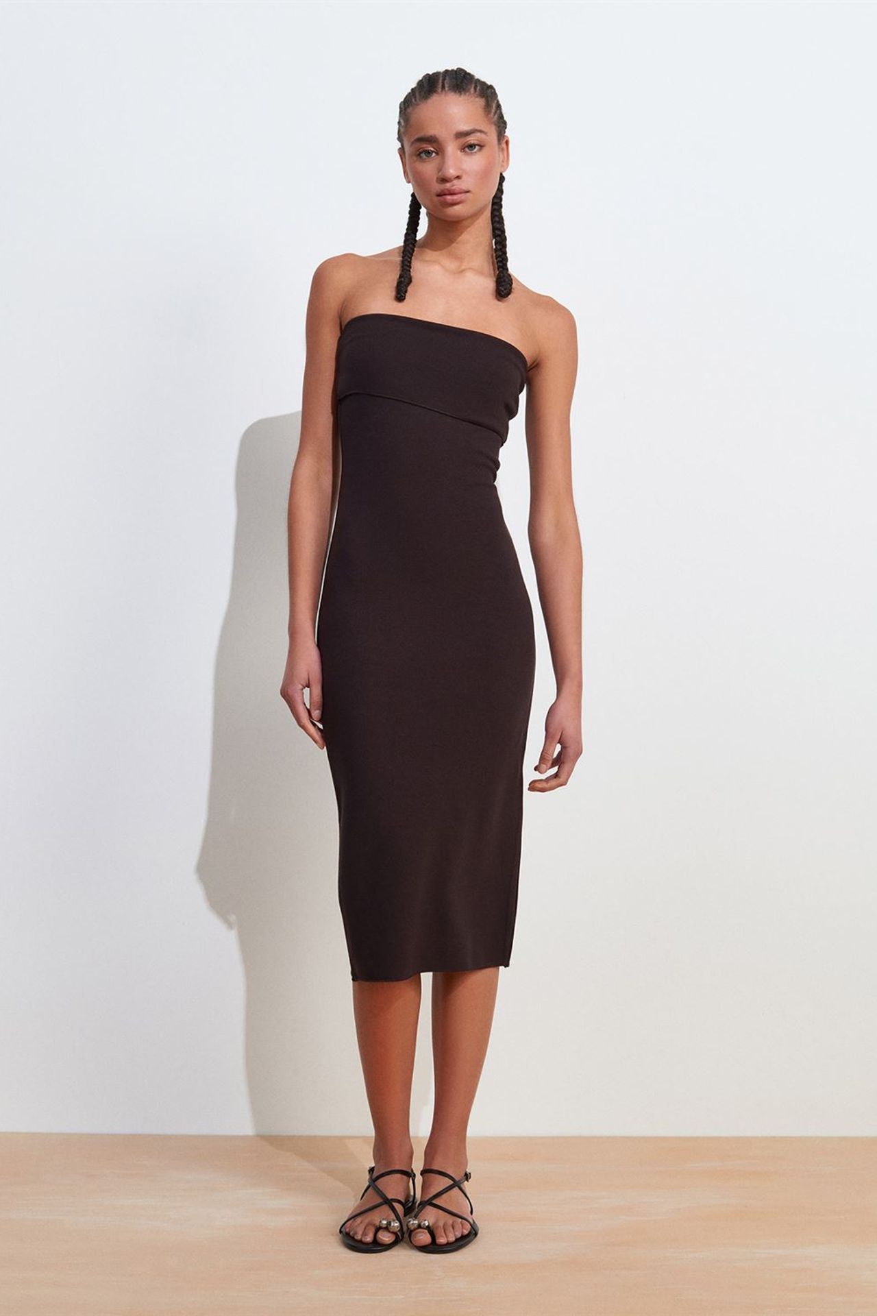 DILVIN Askısız Bodycon Midi Elbise 1