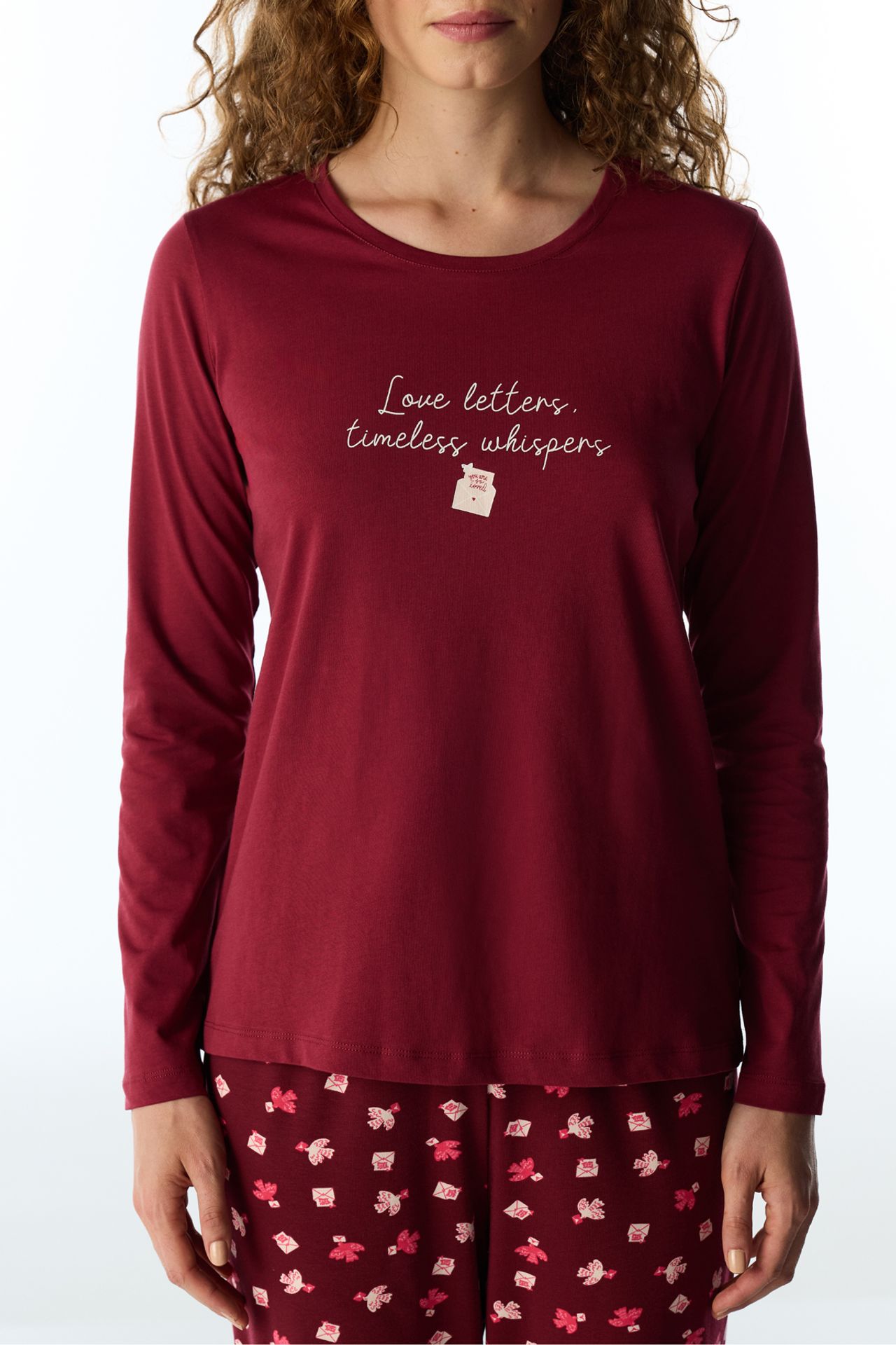 PENTI Letters Bird Pattern Long Sleeve Pajama Set 5