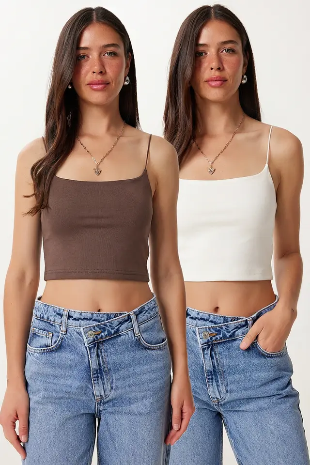 ISTANBUL Slim Fit Square Neck Crop Top
