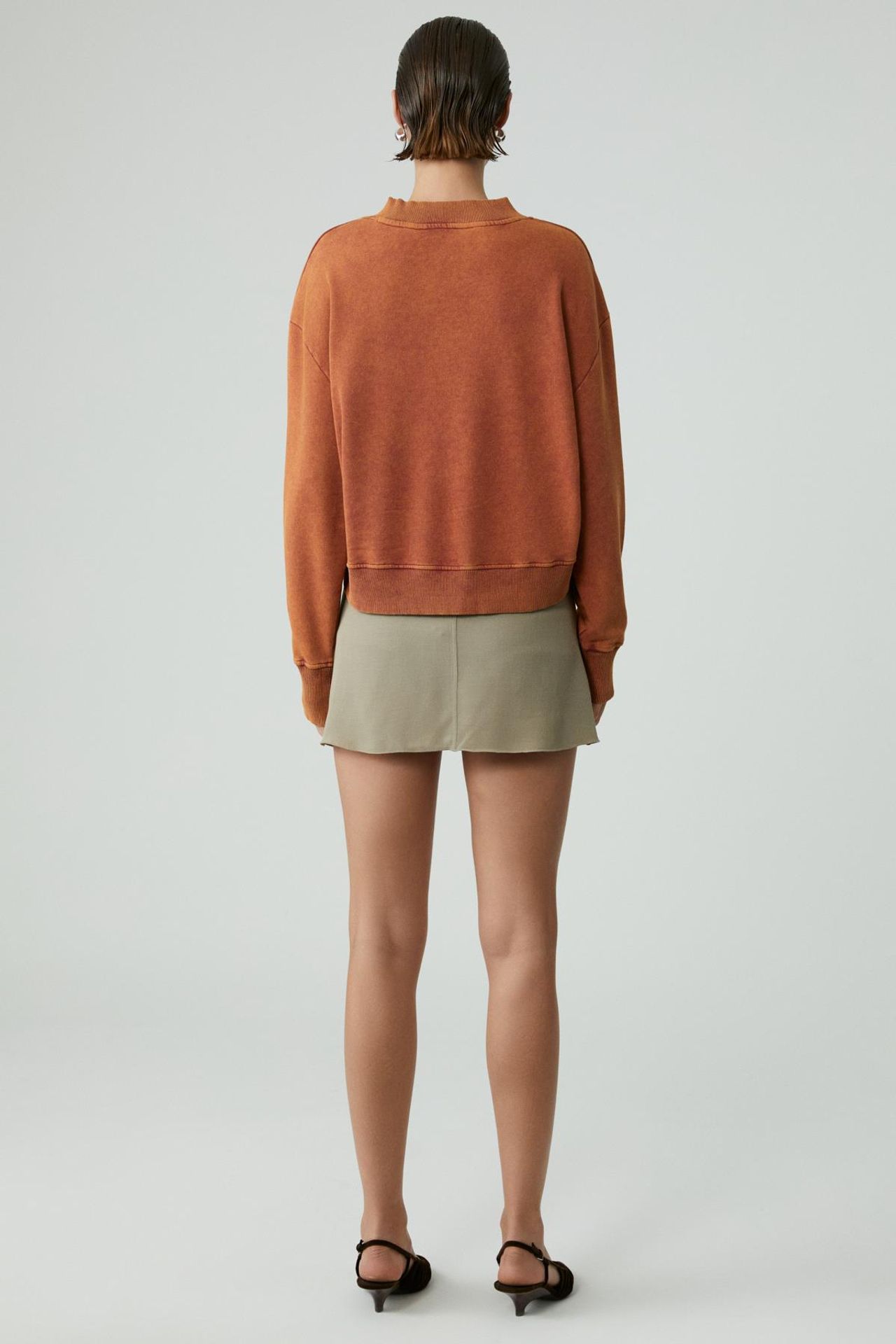 GRIMELANGE Bol Kesim V Yaka Kısa Sweatshirt 6