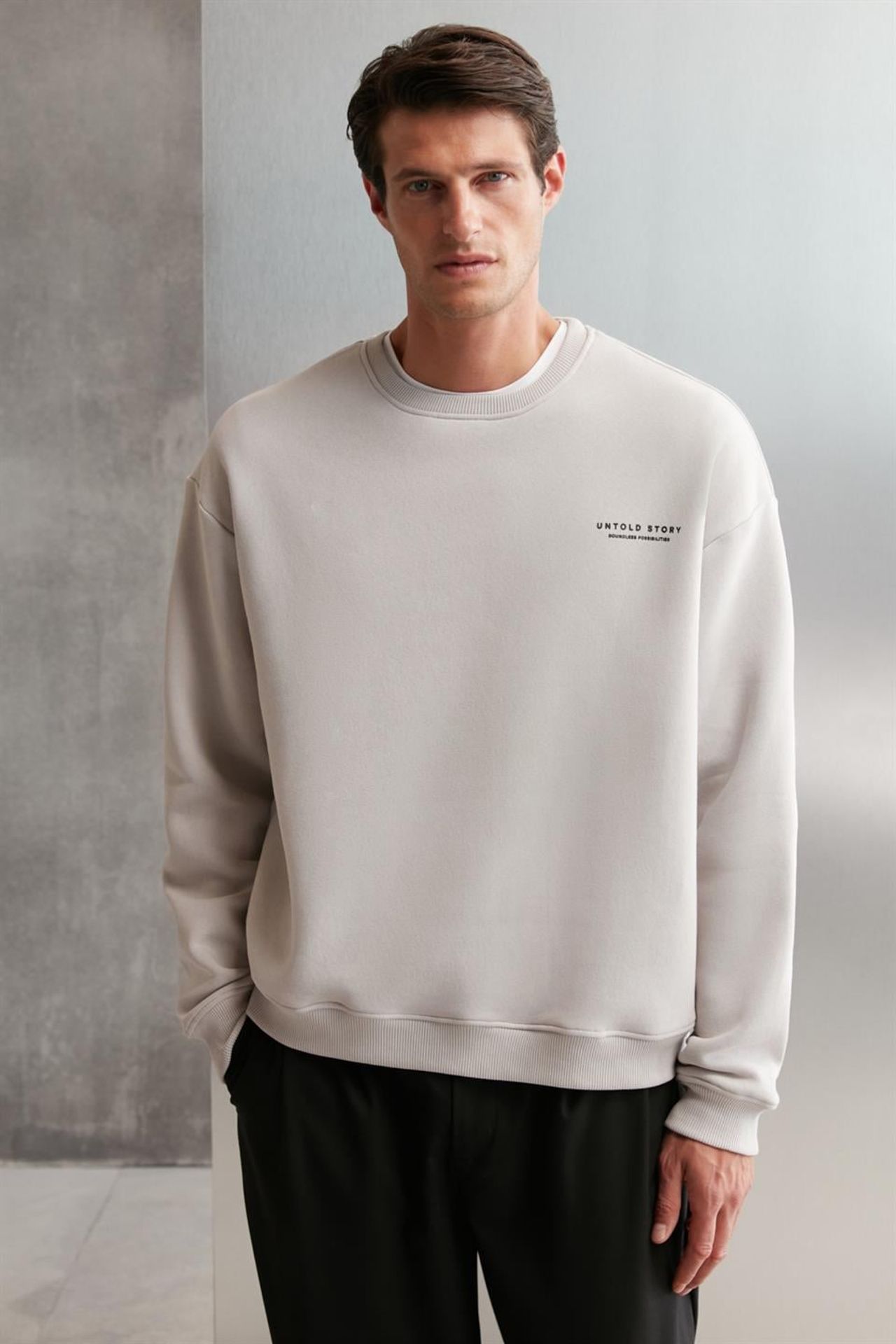 GRIMELANGE Oversize Bisiklet Yaka Logolu Sweatshirt 1