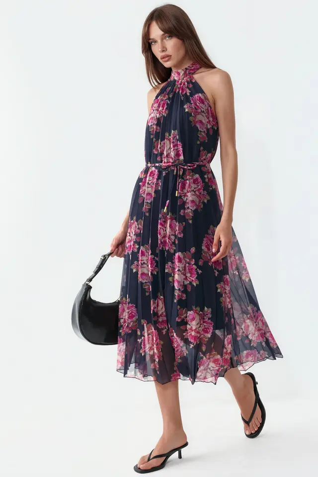 BUSEM Floral Maxi Dress with Tie Detail