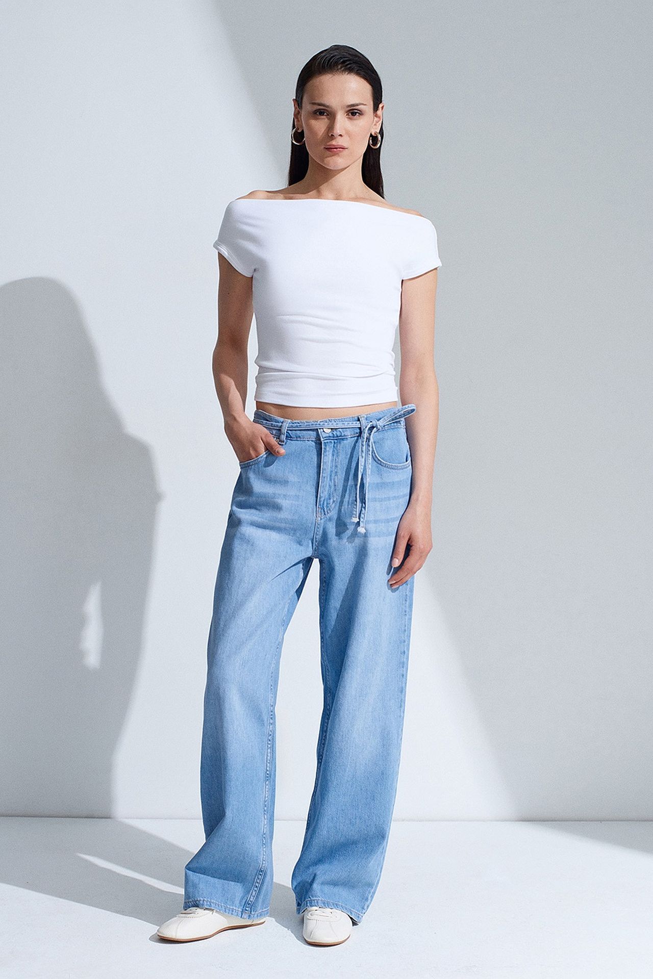 DILVIN Yüksek Bel Geniş Paça Pamuklu Jean 1