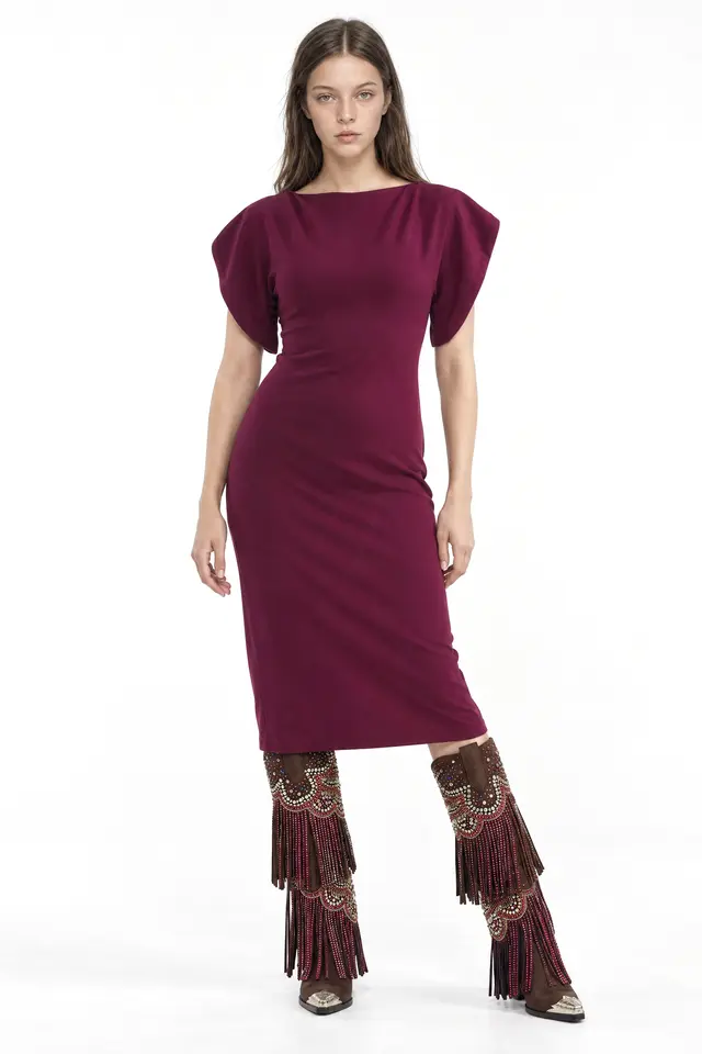 BUSEM Women's Crew Neck Midi Dress