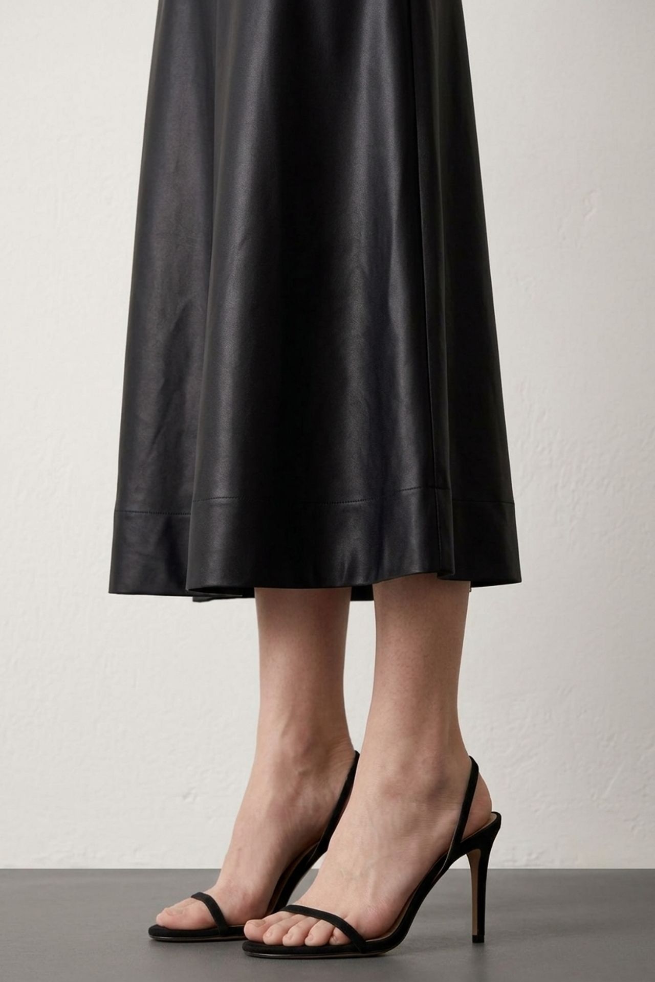MY FASHION Yüksek Bel Midi A Kesim Suni Deri Etek 5