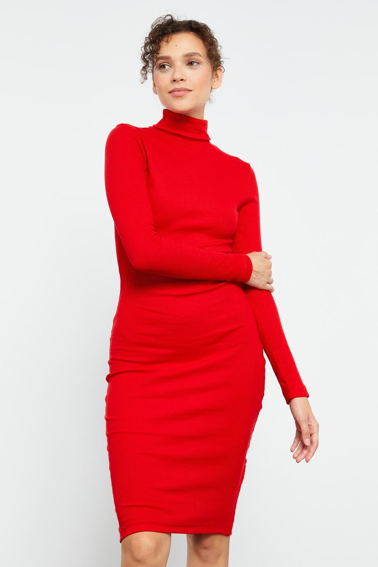 TOMMY Ribbed Turtleneck Midi Dress 3