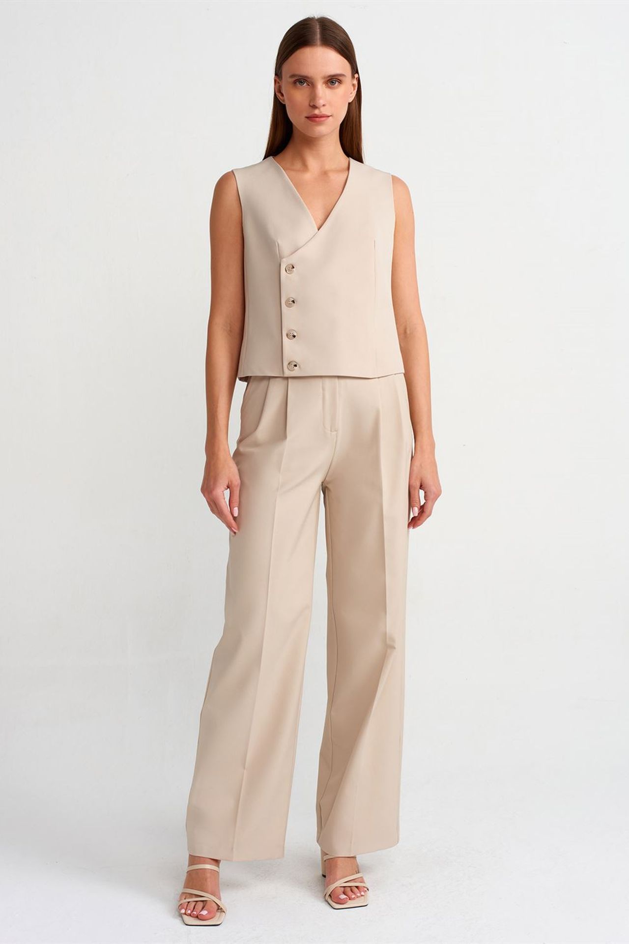 DILVIN High-Waist Wide-Leg Crepe Trousers With Belt 1