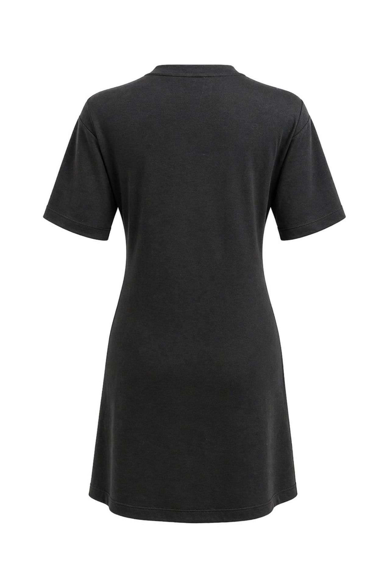 MIXRAY Crew Neck Mini T-Shirt Dress with Stone Accessory 3