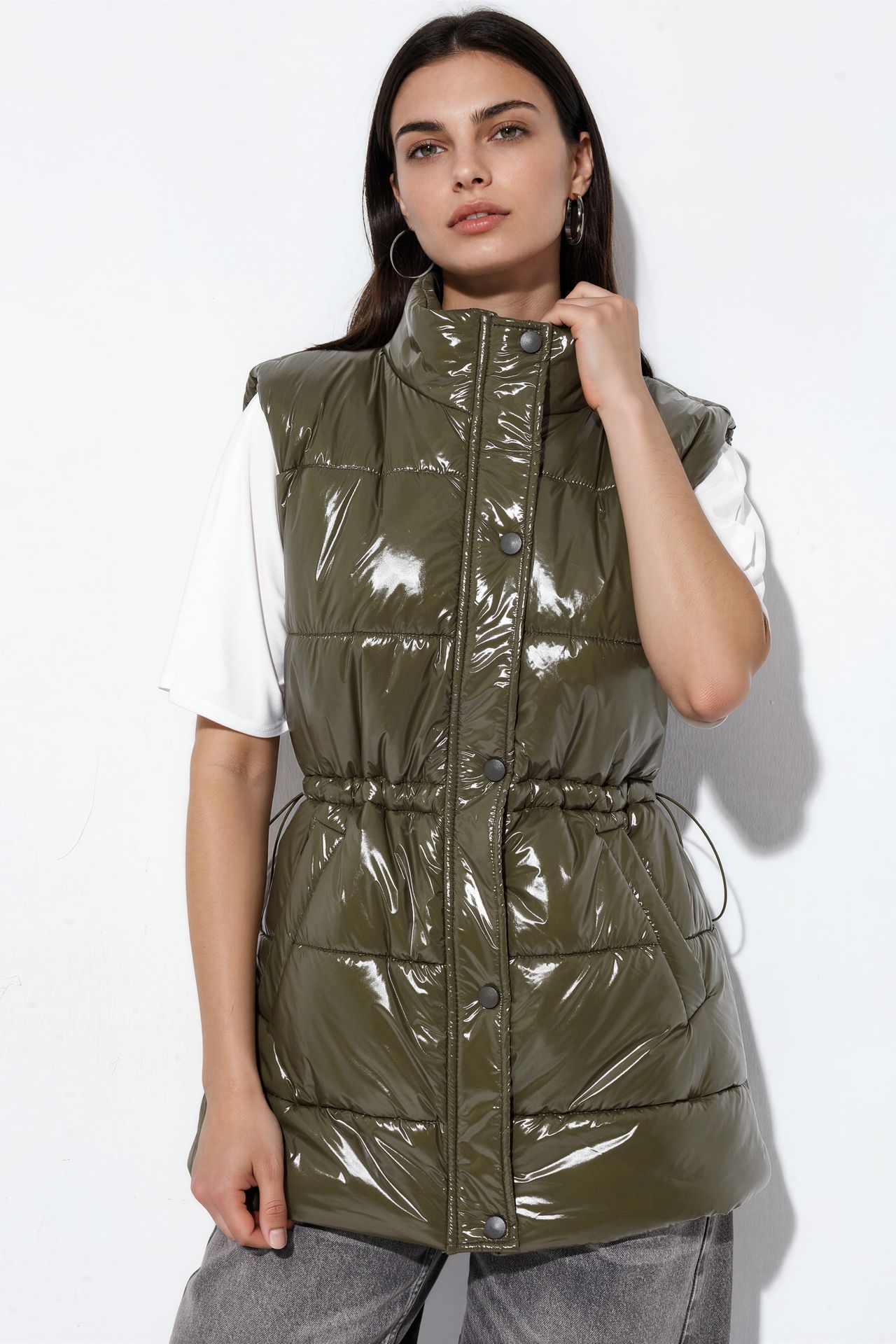 BDART Shiny Zippered Puffer Vest 1