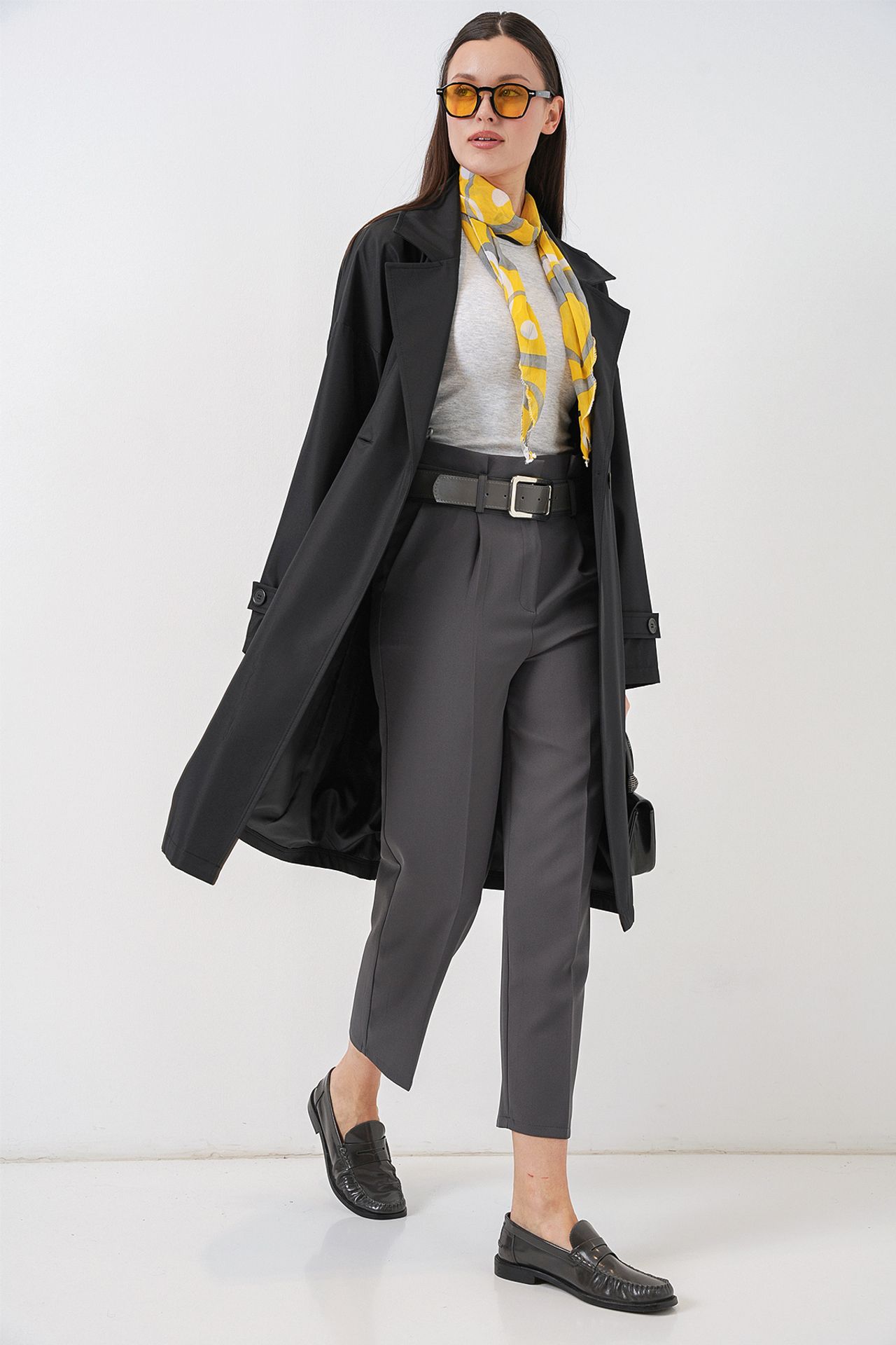 BDART Belted Long Trench Coat with Jacket Collar 4