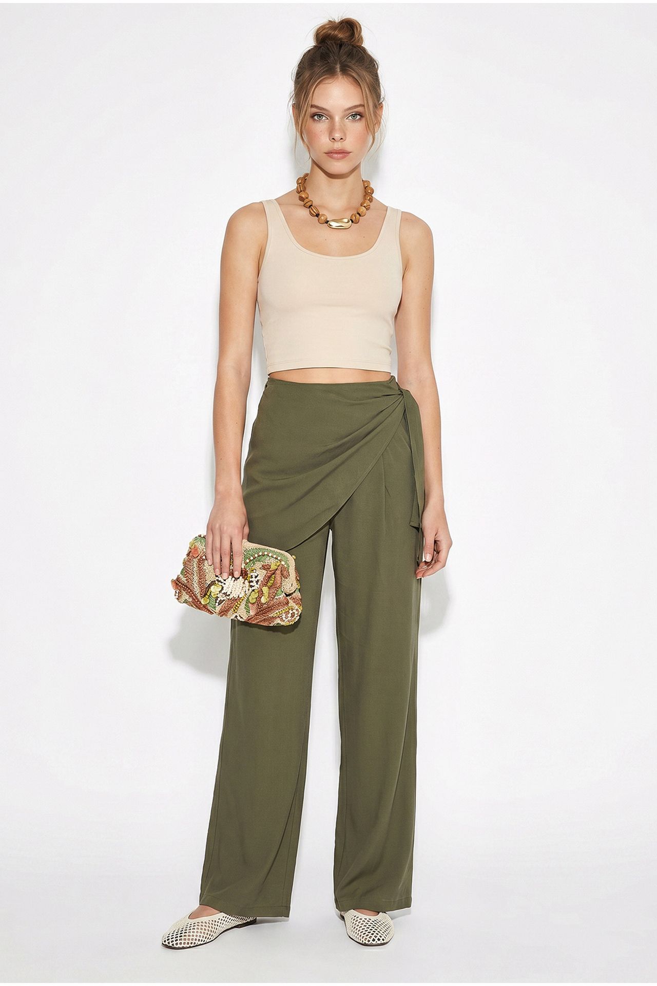LUCCI High-Waist Wide-Leg Crepe Trousers 1