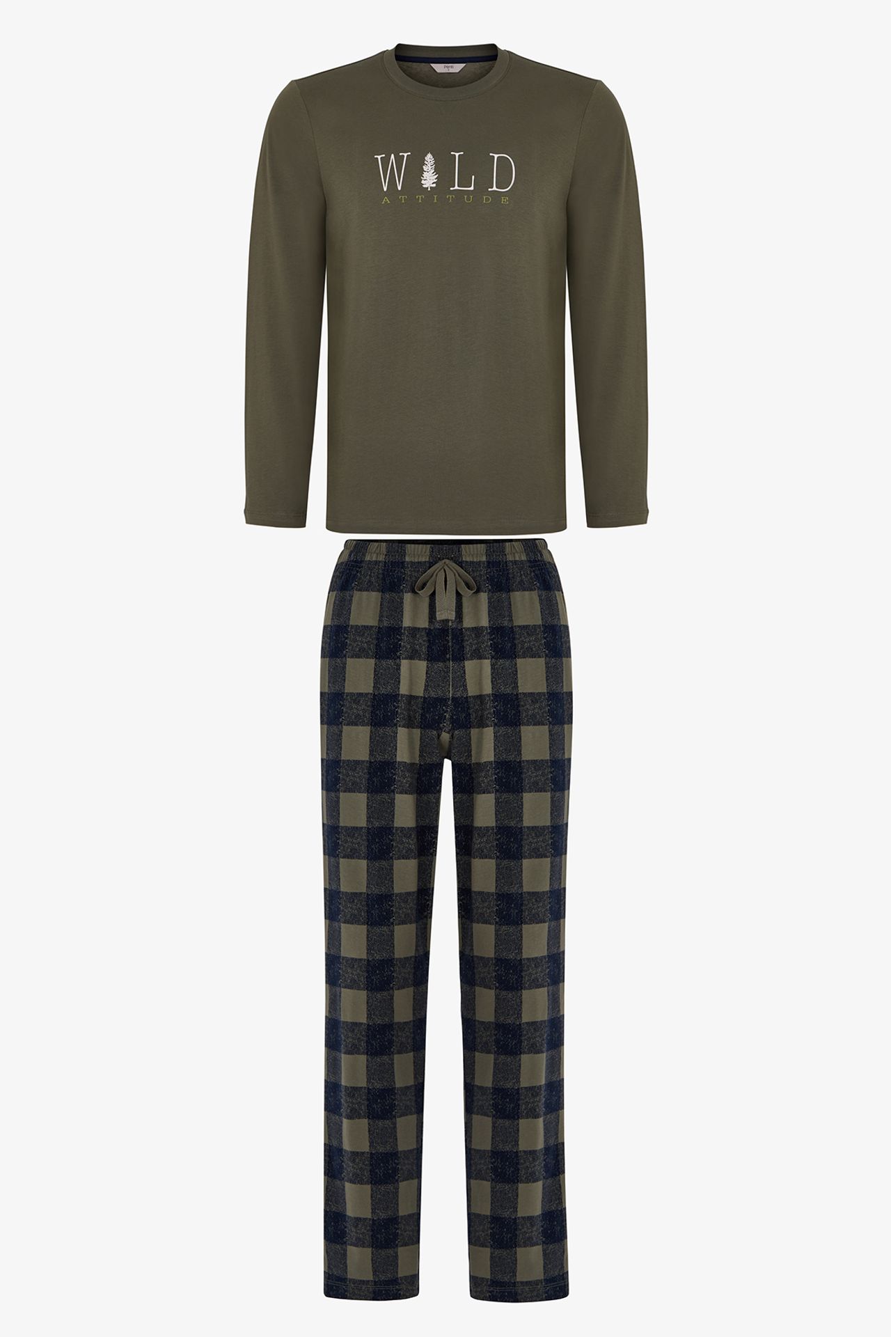 PENTI Men's Wild Attitude Plaid Long Sleeve Pajama Set 1