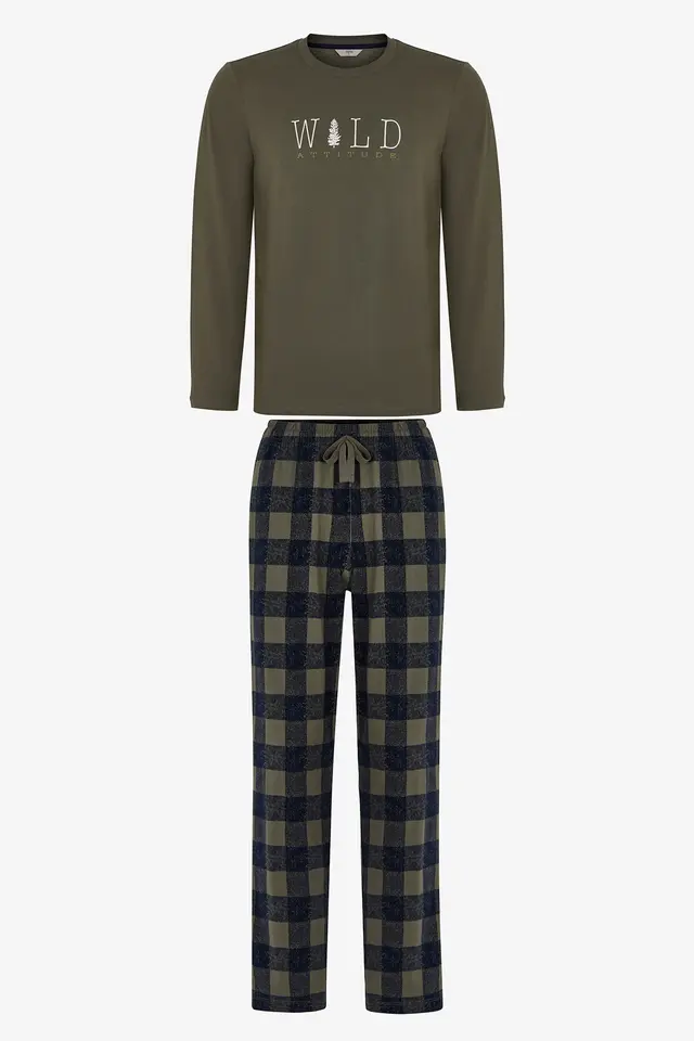 PENTI Men's Wild Attitude Plaid Long Sleeve Pajama Set