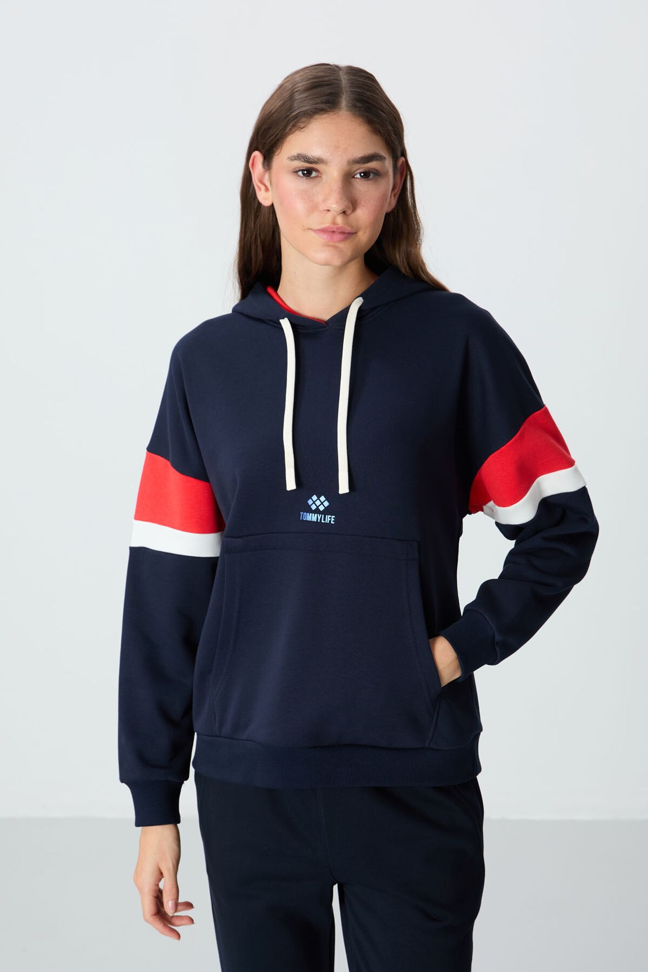 TOMMY Oversized Color-block Hooded Sweatshirt 1