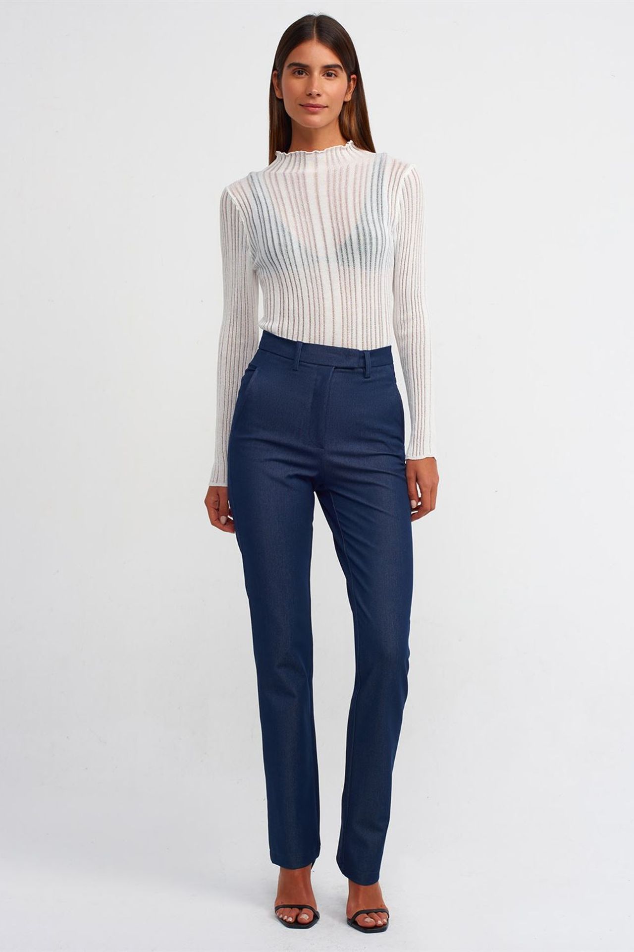 DILVIN Slim Fit Ribbed Half-Turtleneck Sweater 3