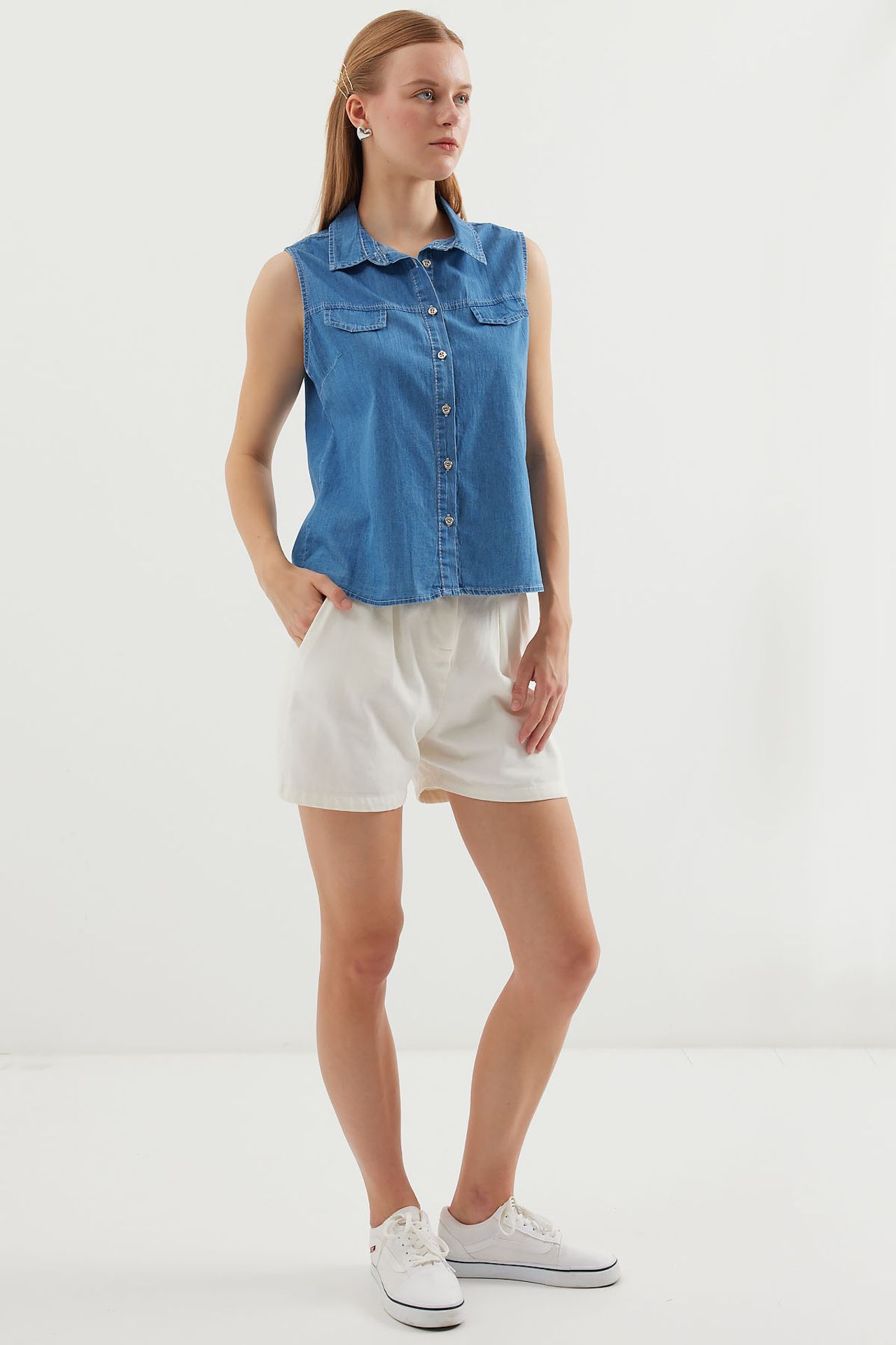 BDART Sleeveless Cotton Denim Shirt