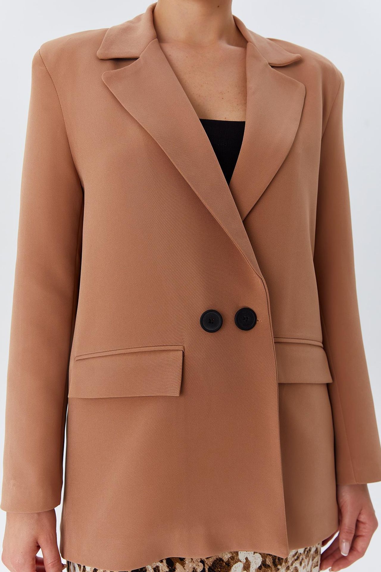 MIXRAY Long faux leather blazer 3