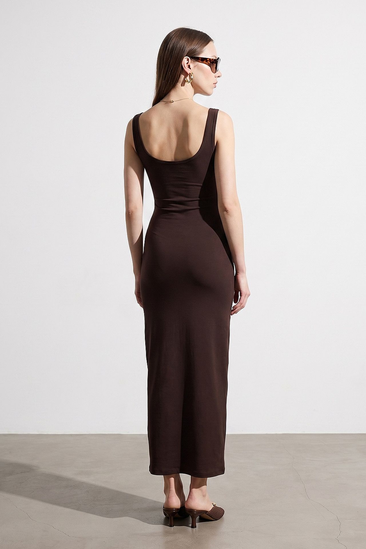 DILVIN Kolsuz Bodycon Midi Elbise 2