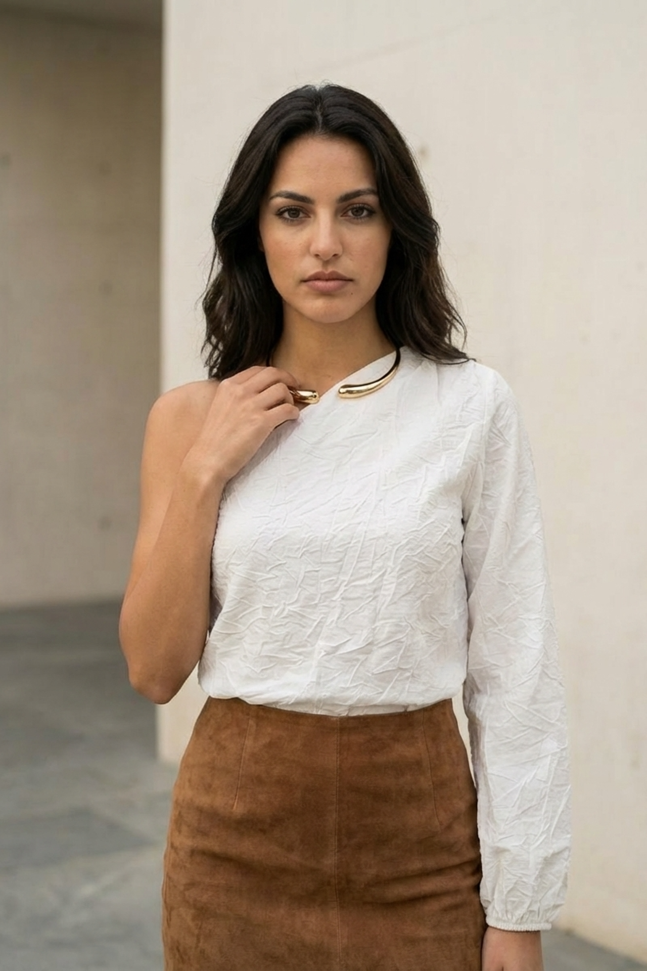 MY FASHION Off-Shoulder Cut-Out Cotton Poplin Blouse 5