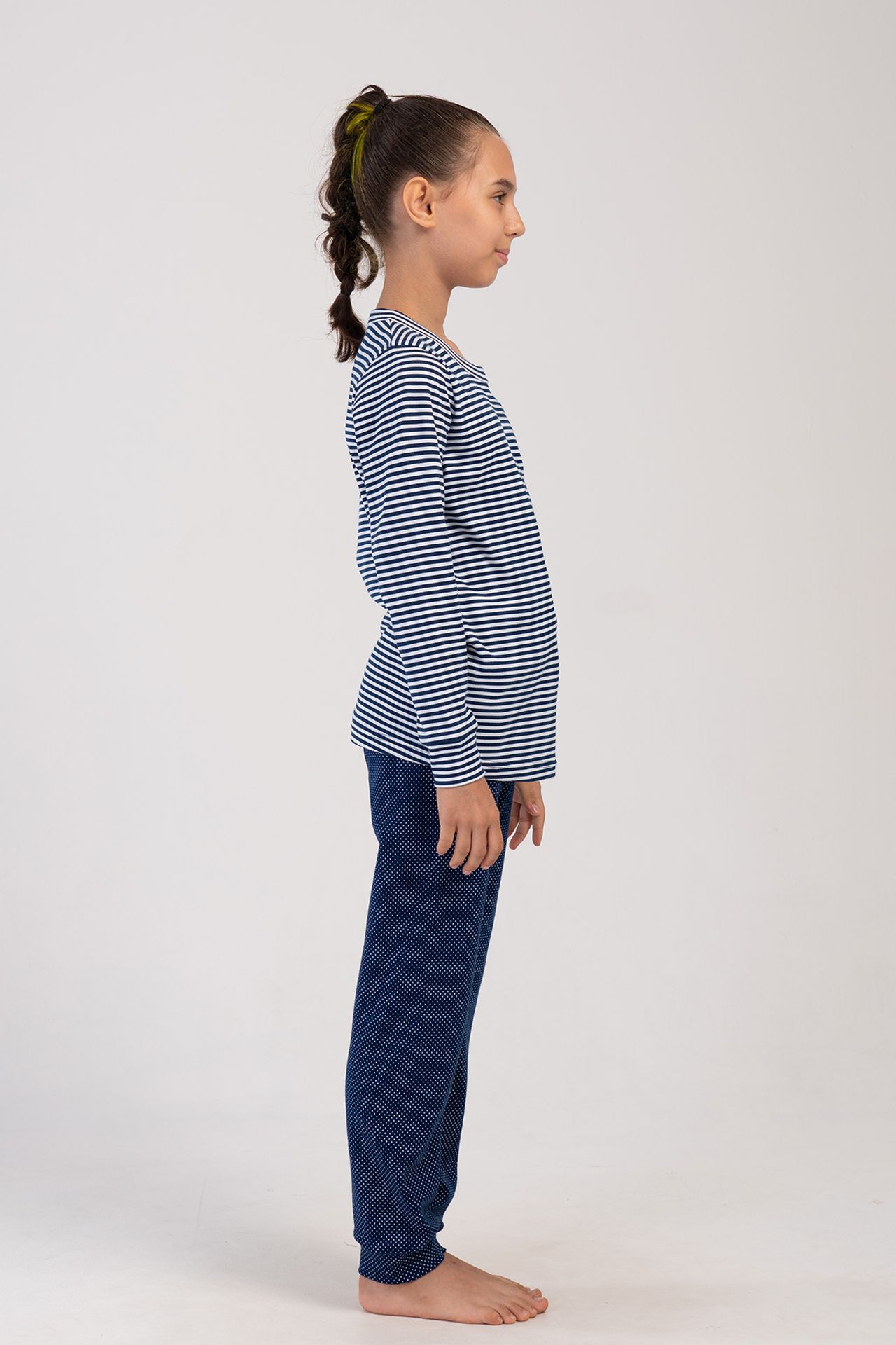YAKE Çizgili İki Parçalı Pijama Takımı 2