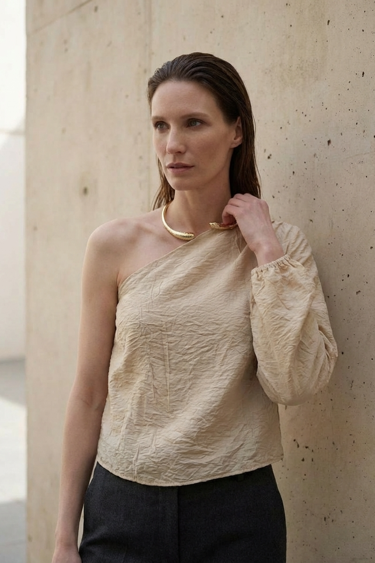 MY FASHION Off-Shoulder Cut-Out Cotton Poplin Blouse 4