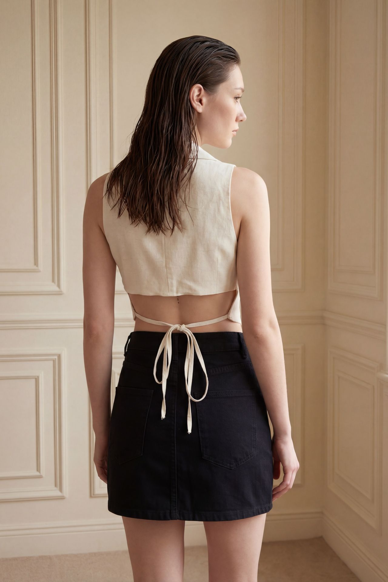 MY FASHION Sleeveless Buttoned Waistcoat with Back Detail 3