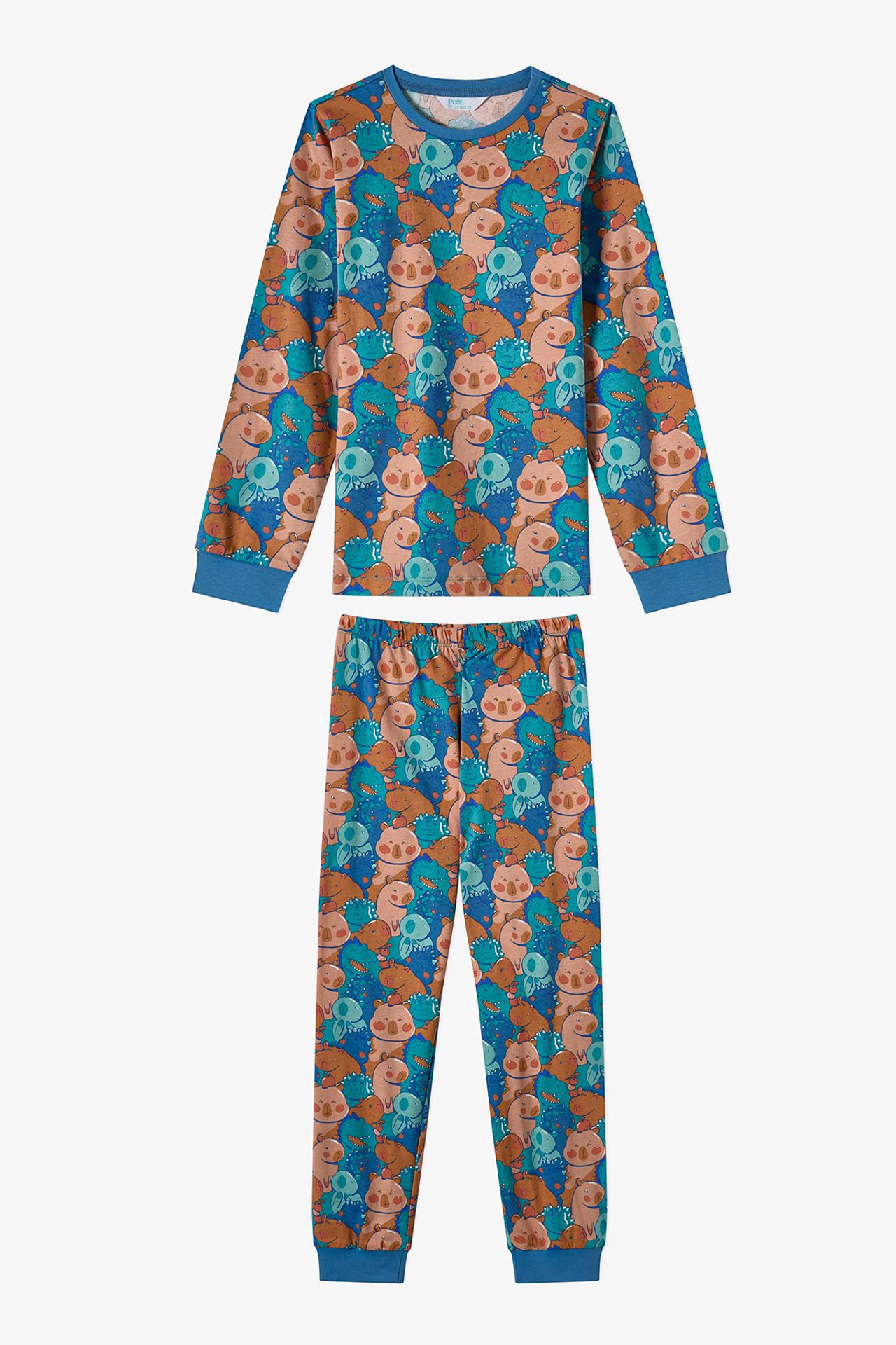 PENTI Boys' Capy&dino Together Cotton Long Sleeve Pajama Set 5